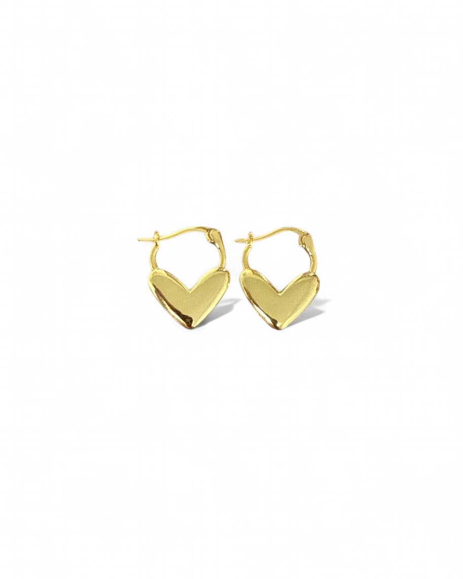 Lover Heart Gold Filled Hoops Earrings