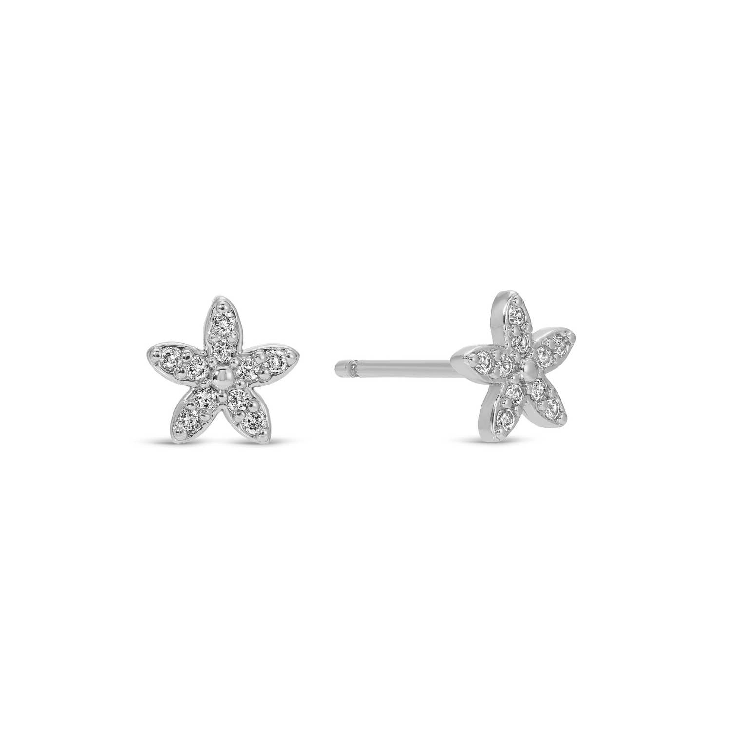 Pavé Flower Studs On Velvet Tag