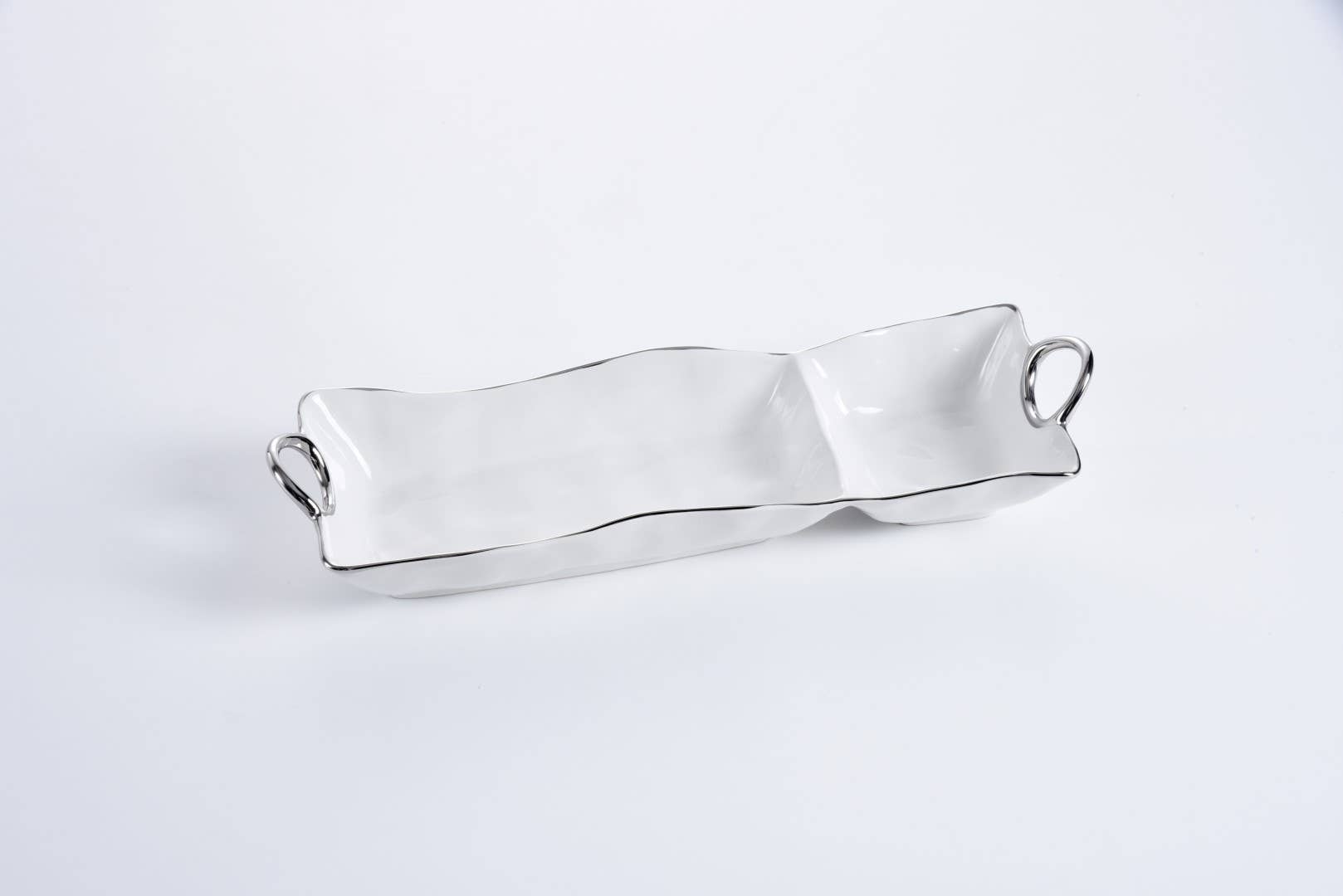 Silver tray on a white background