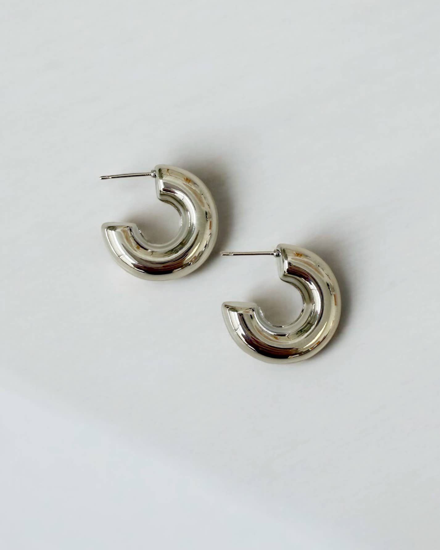 Ellie Chunky Tube Hoops Earrings Gold Filled Silver: Yellow Gold