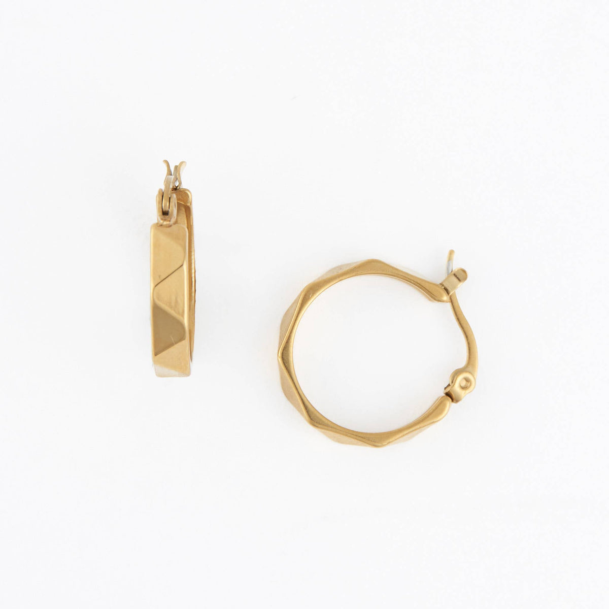Waterproof Earrings Abstract Hoop in Gold & Steel Narelle: Silver