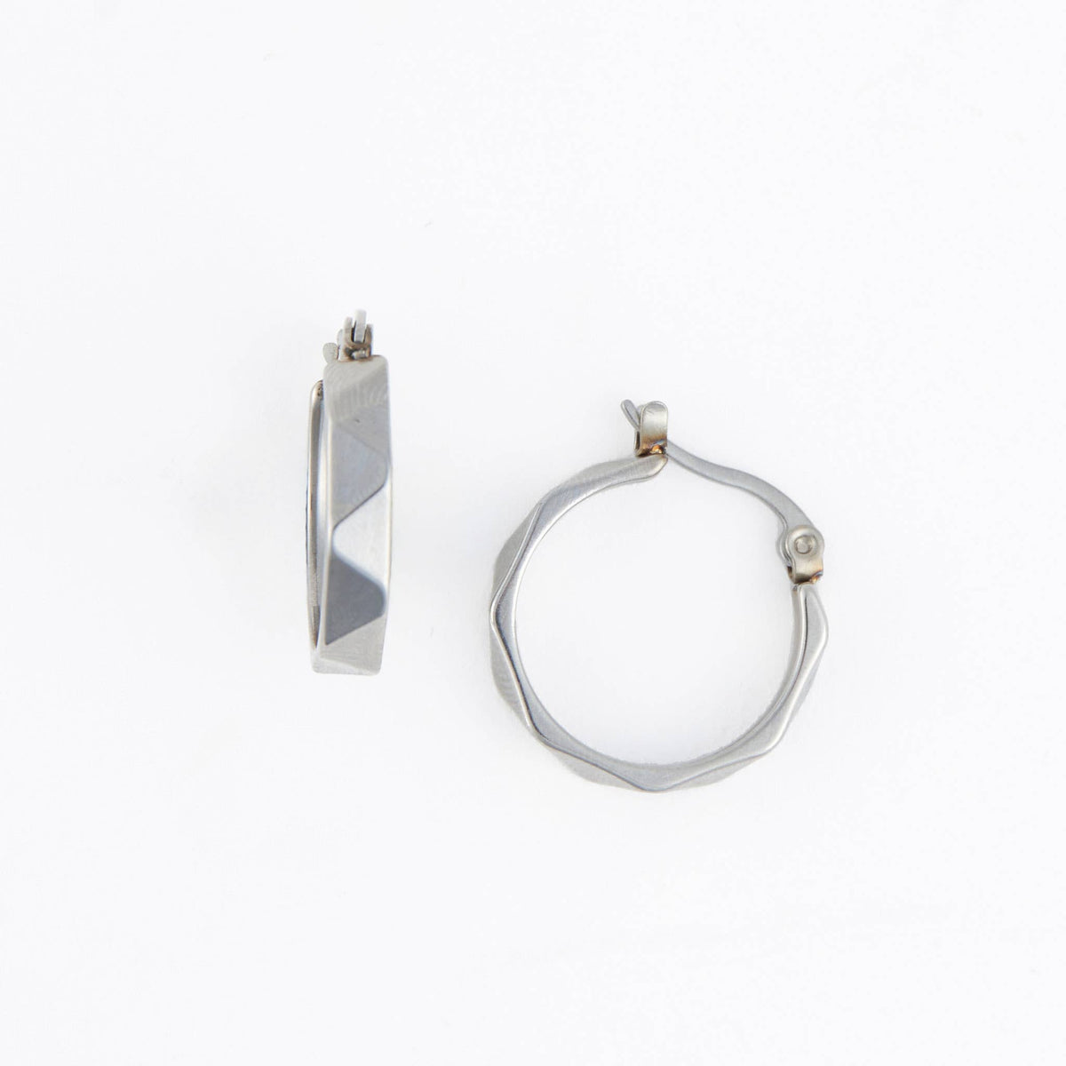 Waterproof Earrings Abstract Hoop in Gold & Steel Narelle: Gold