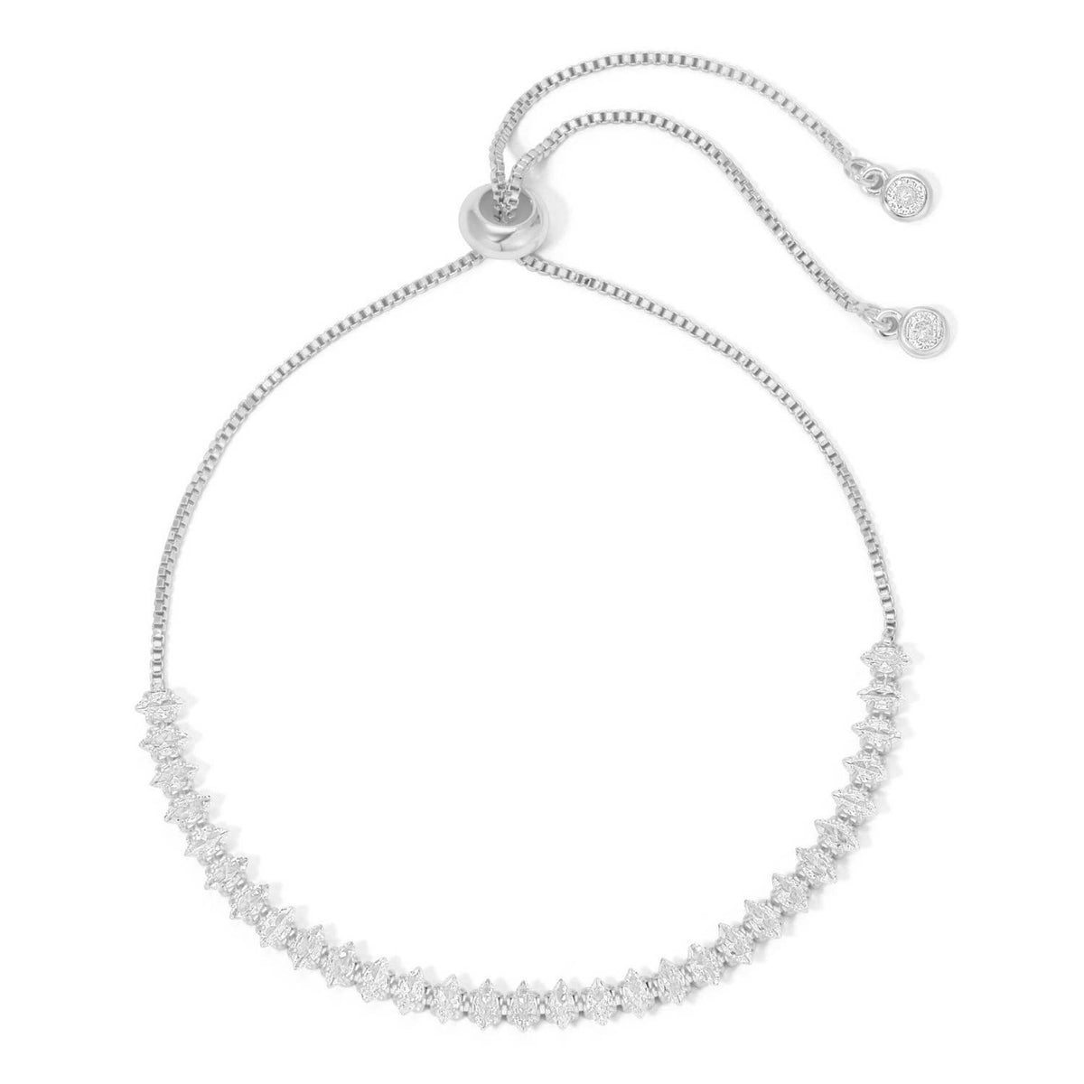 Delicate Faux Diamond Tennis Bracelet: Silver