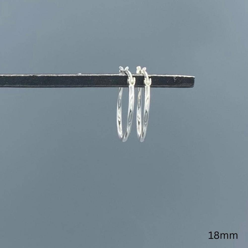 1.5mm Sterling Silver French Lock Tube Hoops