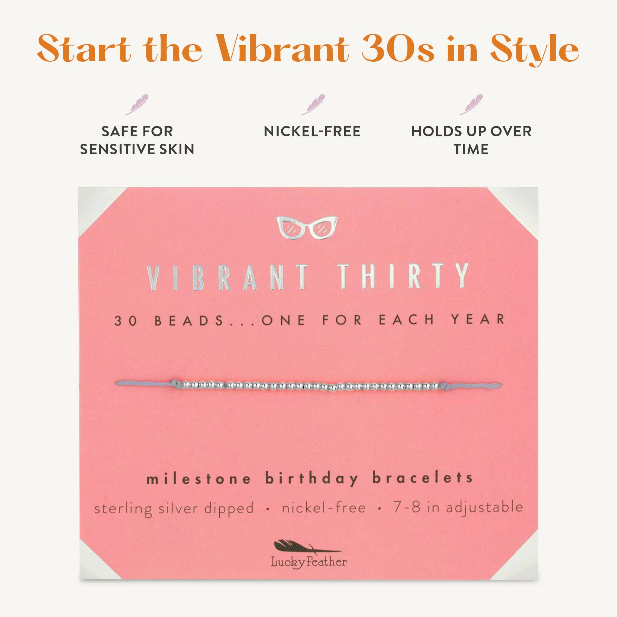 30th Milestone Birthday Bracelet - A Bead for Each Year