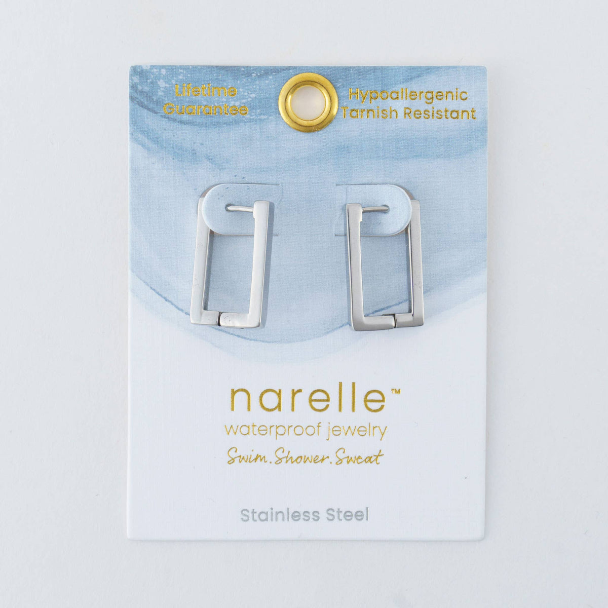 Waterproof Earrings Narelle Rectangle Hoop Classic Jewelry: Yellow Gold