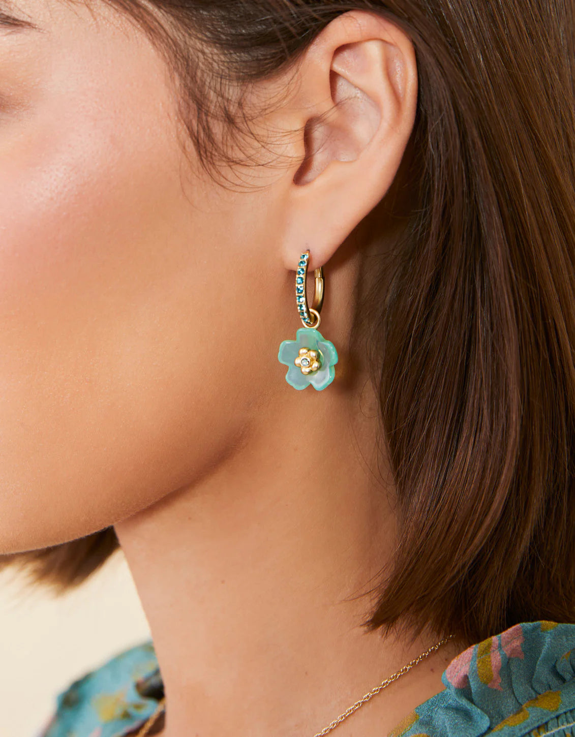 Yarrow Flower Earrings Sea Foam