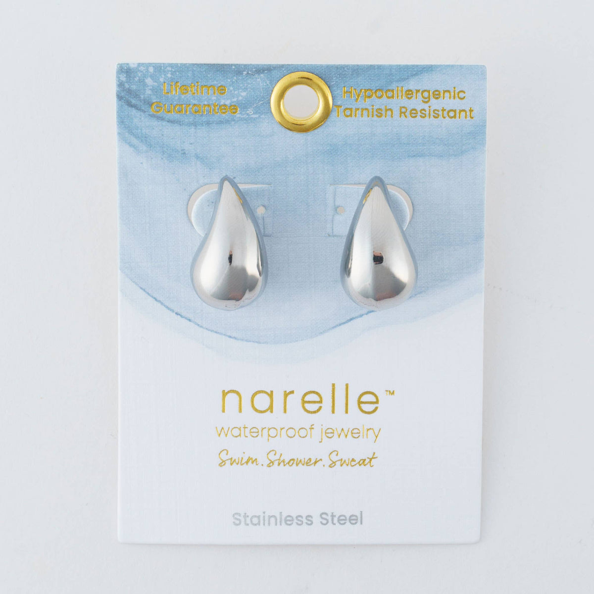 Waterproof Earrings Narelle Tear Drop Classic Jewelry: Silver