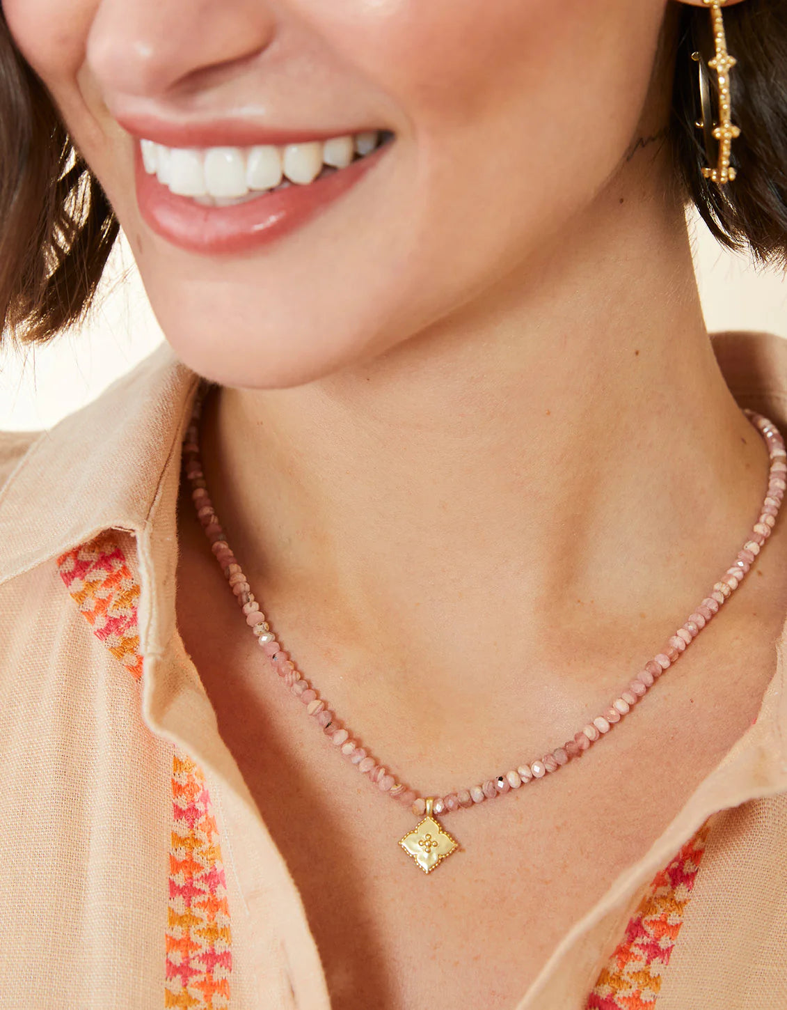 Richmond Hill Beaded Necklace 17.5" Pink