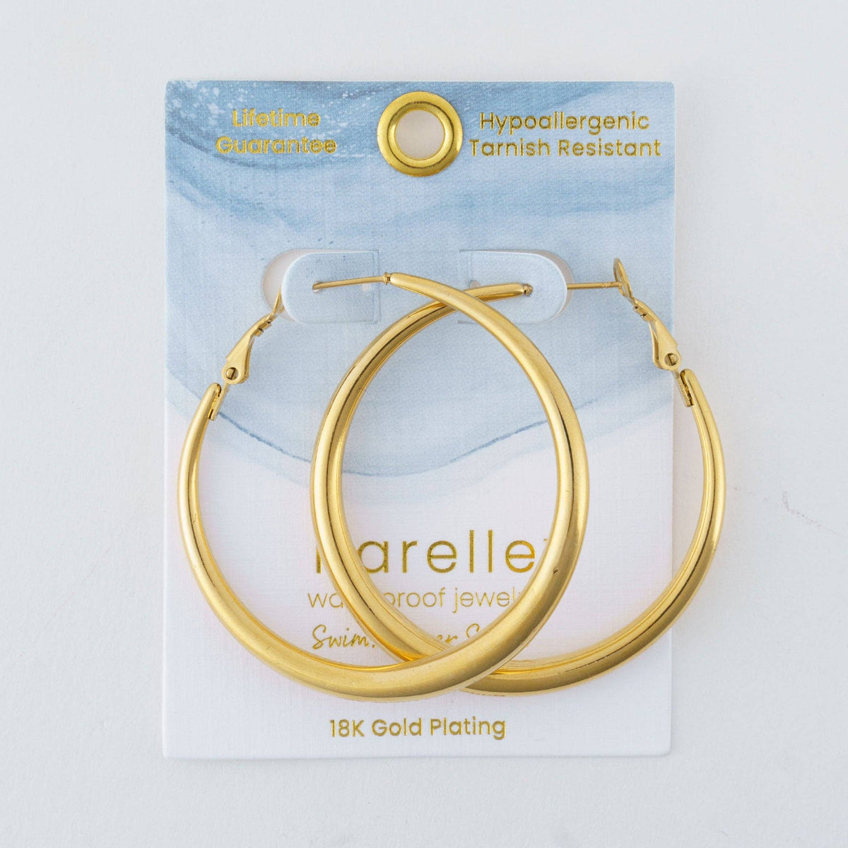 Waterproof Earrings Narelle Chunky Hoops in 18K Gold + Steel: Yellow Gold