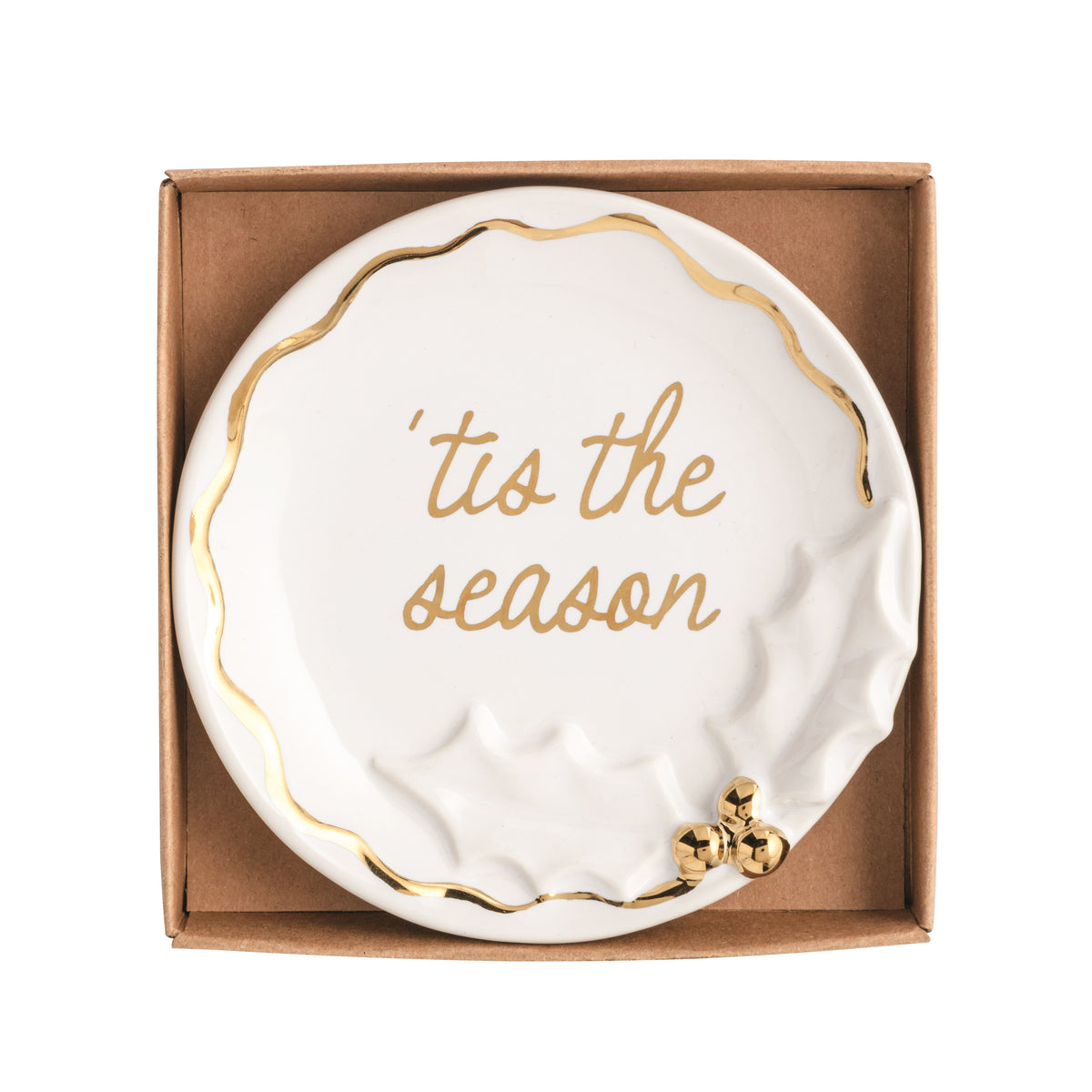 Gold Holly Trinket Dish