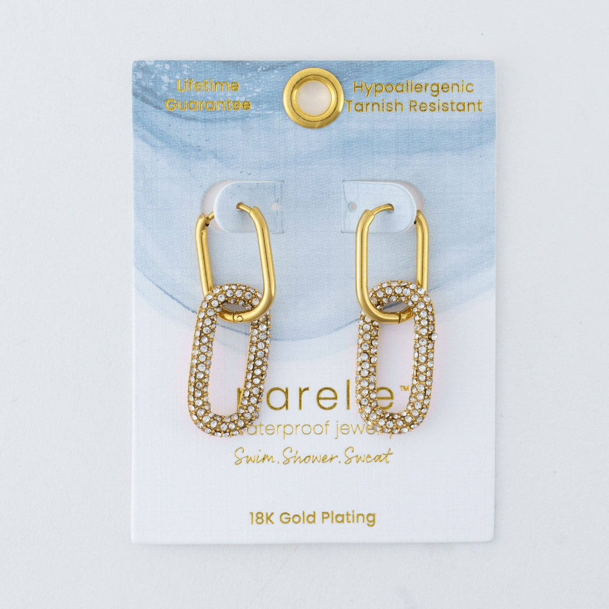 Waterproof Earrings Narelle Pave Linked Hoop Jewelry: Yellow Gold