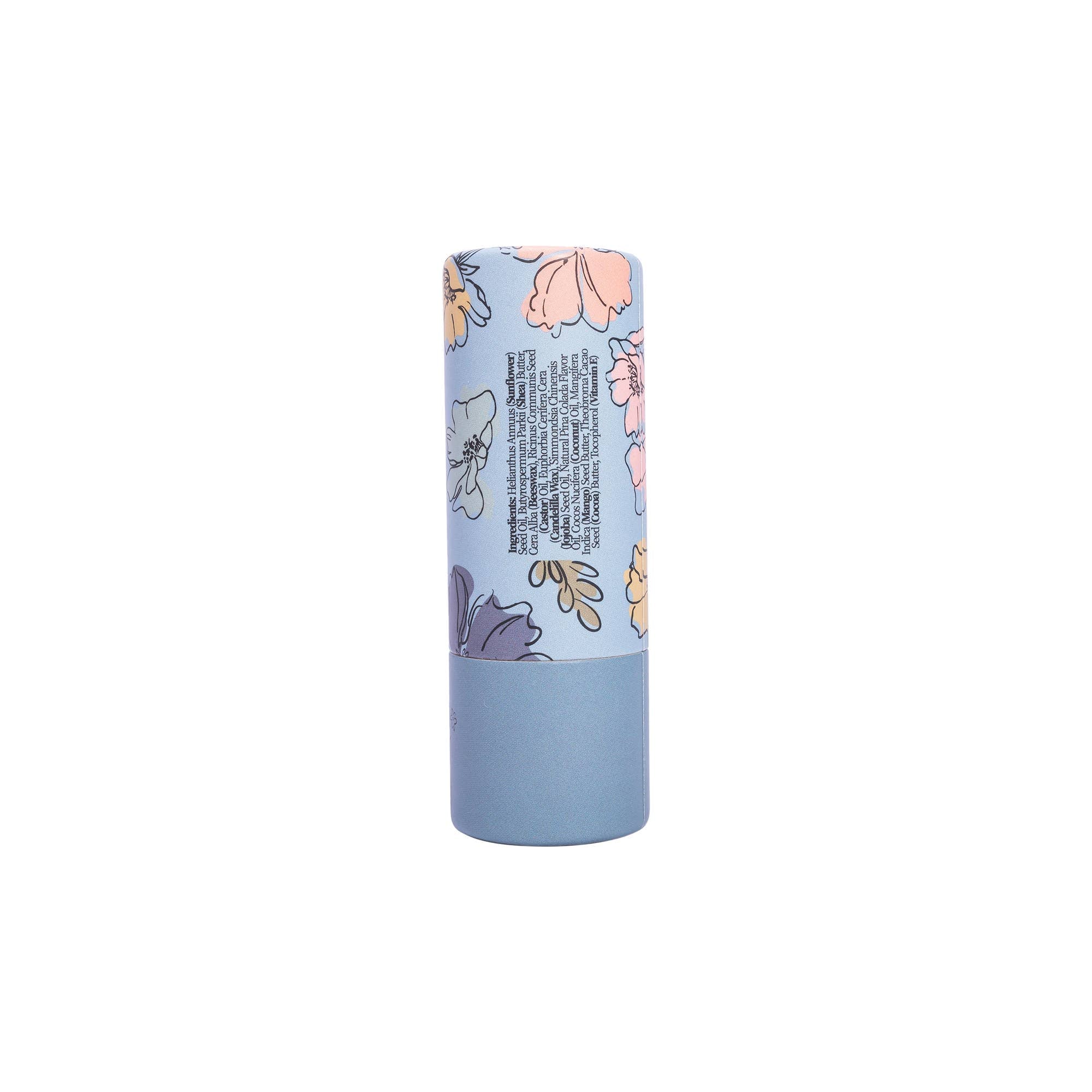 Floral-patterned cylindrical product on a white background