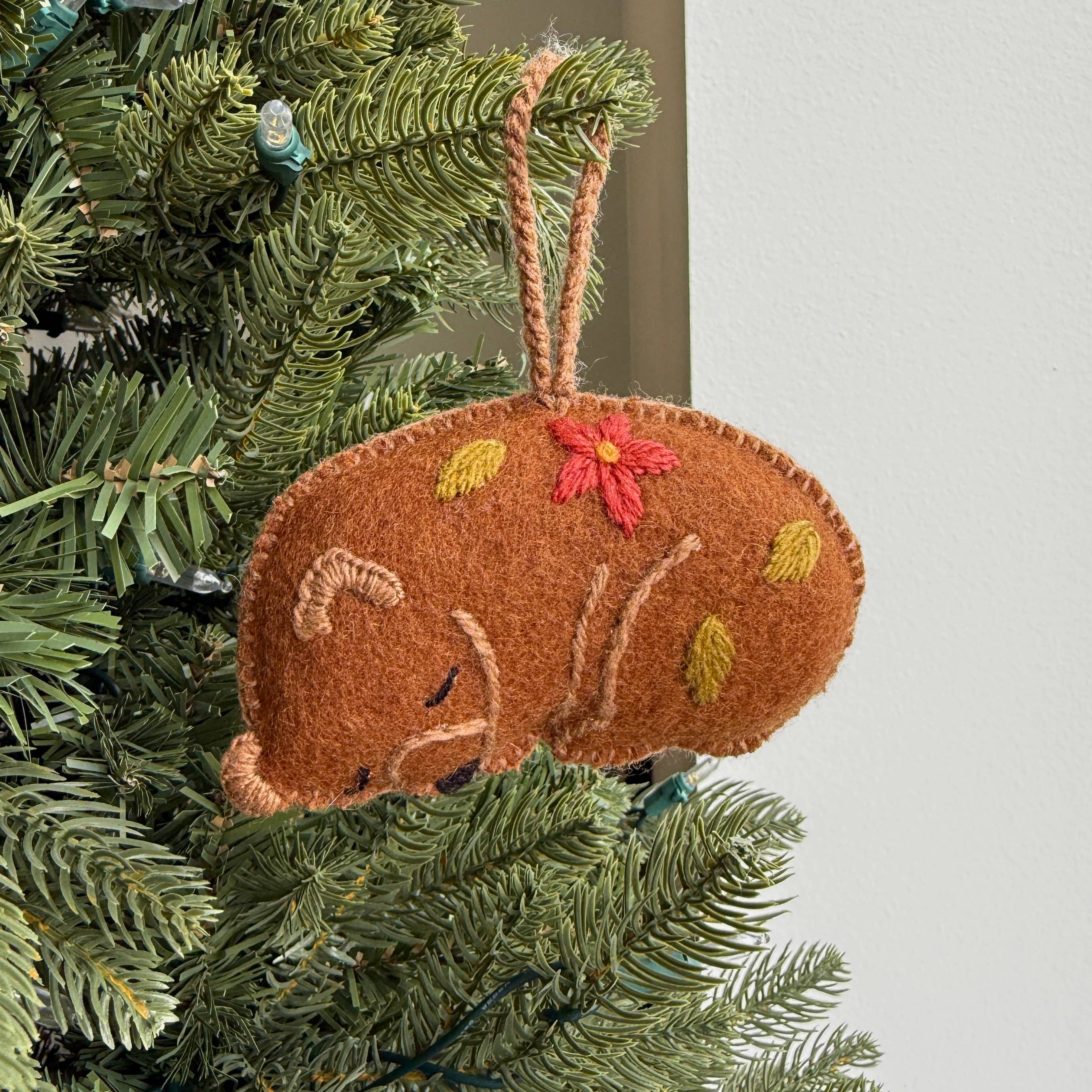 Sleeping Bear Embroidered Wool Ornament