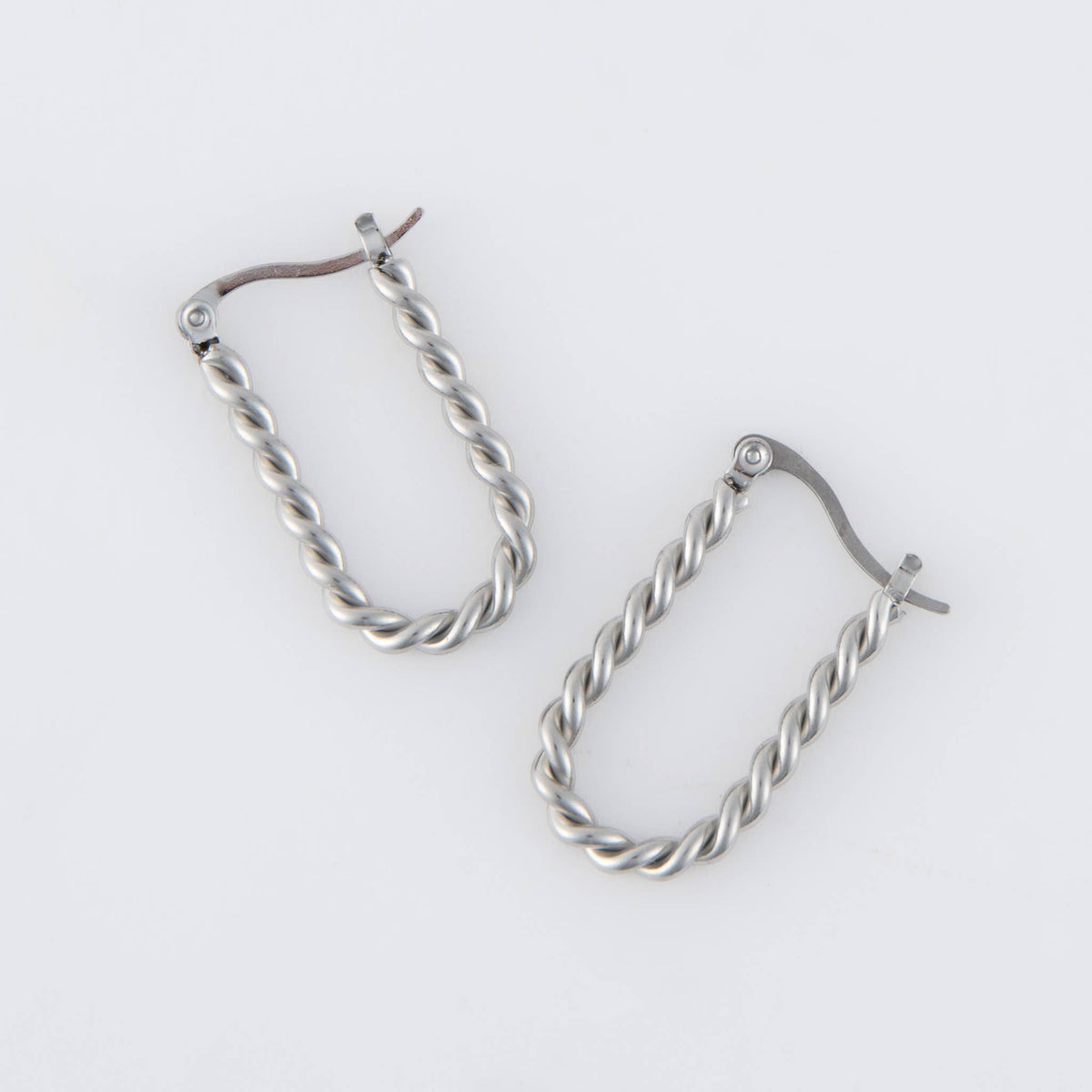 Waterproof Earrings Narelle Twisted Hoop in Steel + Gold: Silver