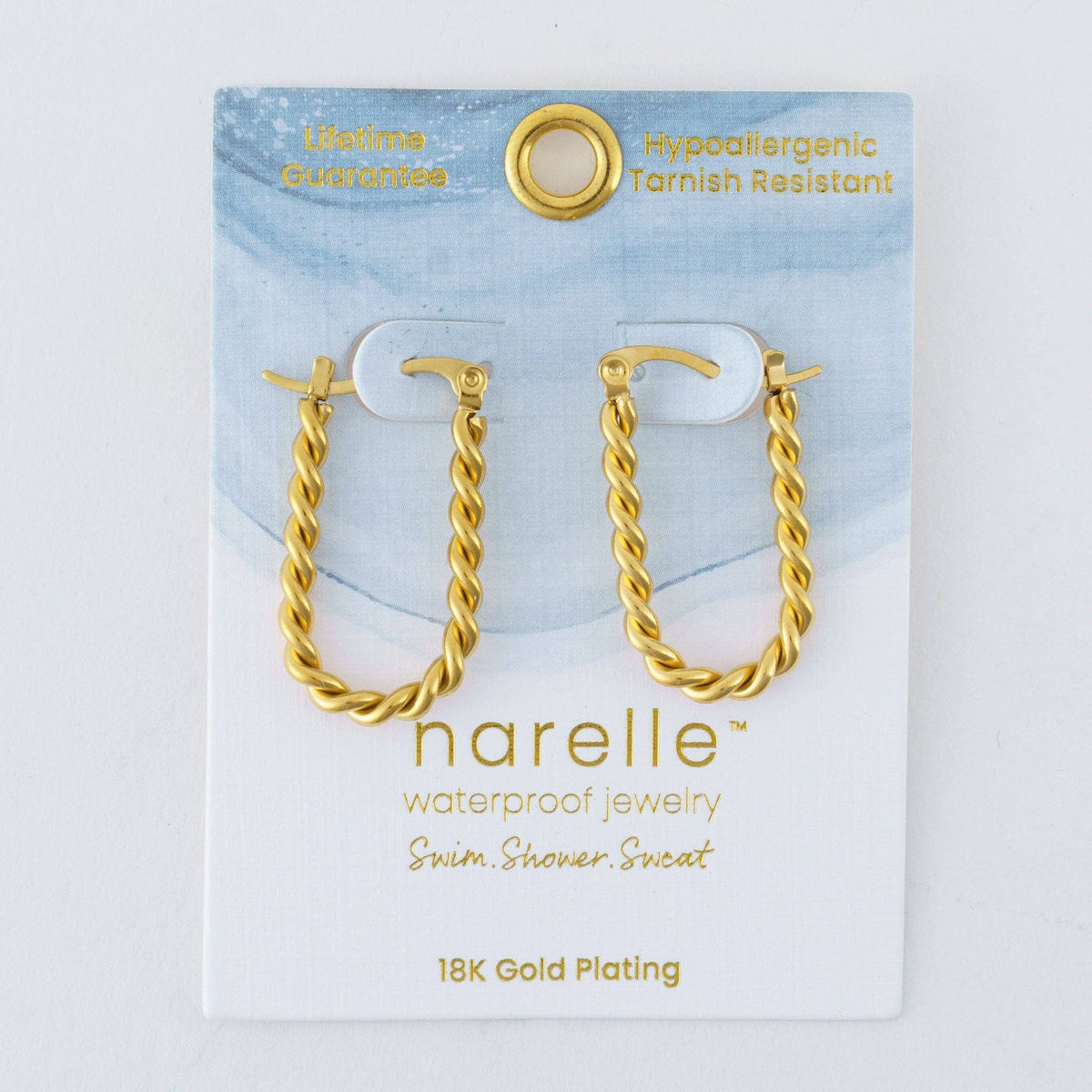 Waterproof Earrings Narelle Twisted Hoop in Steel + Gold: Silver