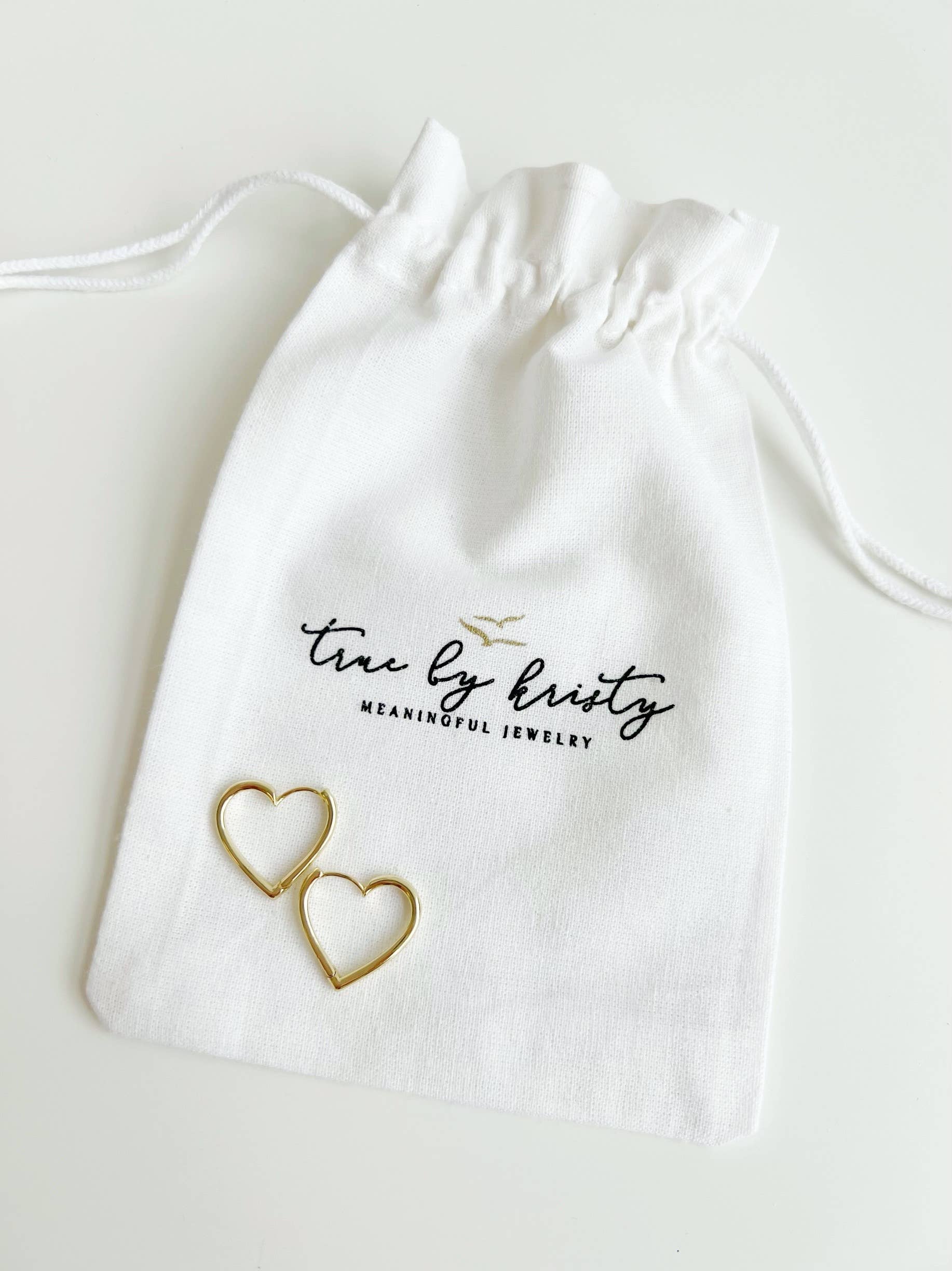 Love Heart Hoops Earrings Gold Filled