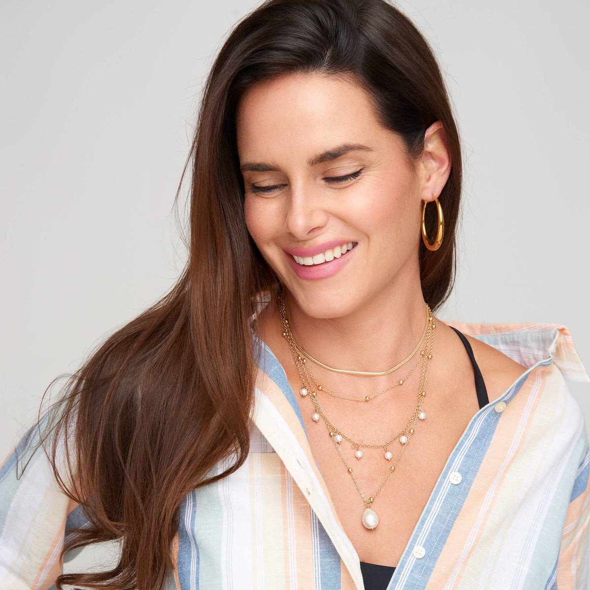 Waterproof Earrings Narelle Chunky Hoops in 18K Gold + Steel: Yellow Gold