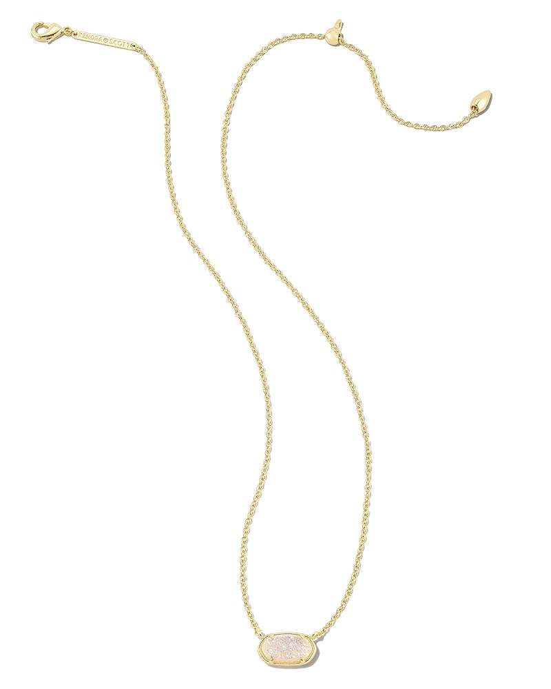 Gold necklace with a pendant on a white background