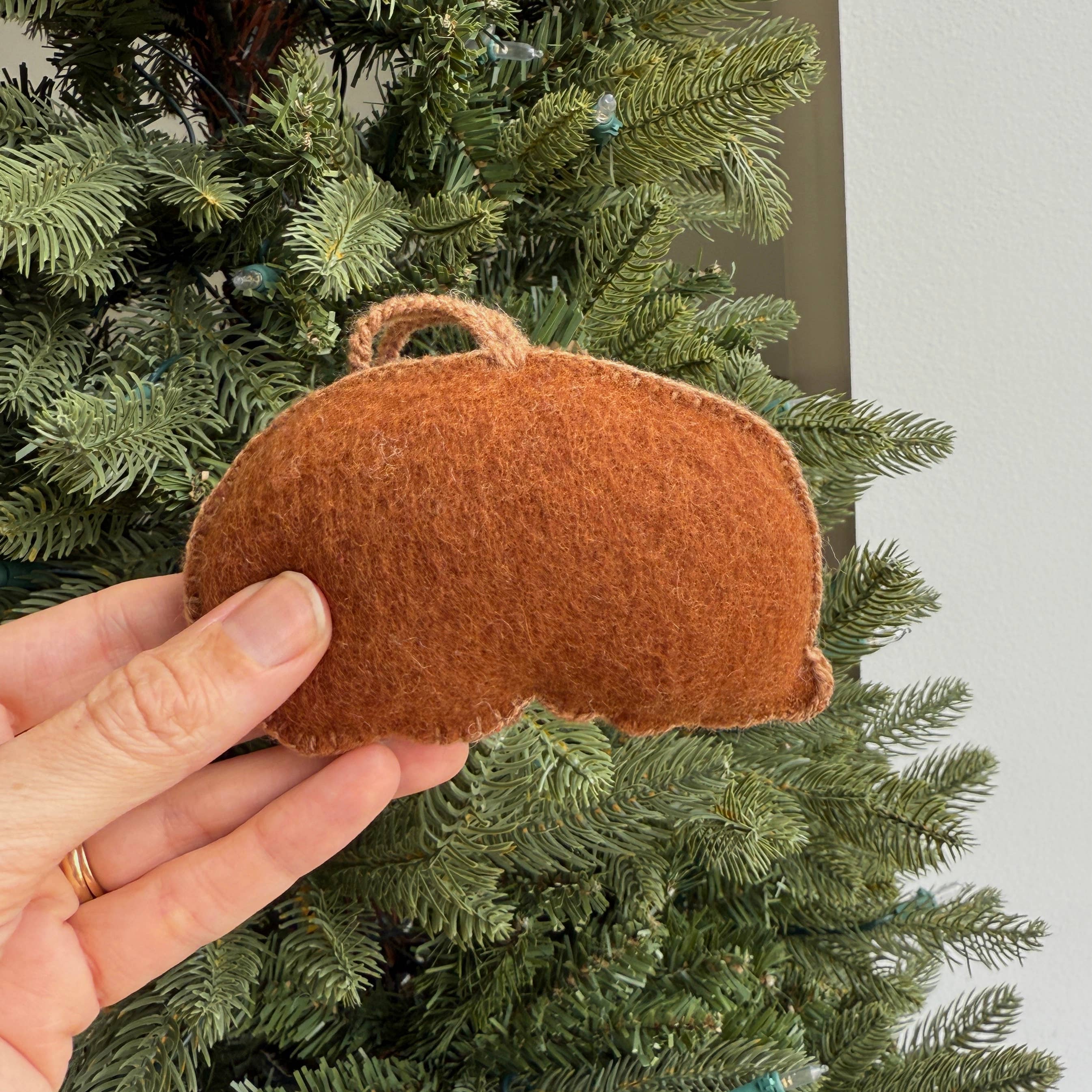 Sleeping Bear Embroidered Wool Ornament