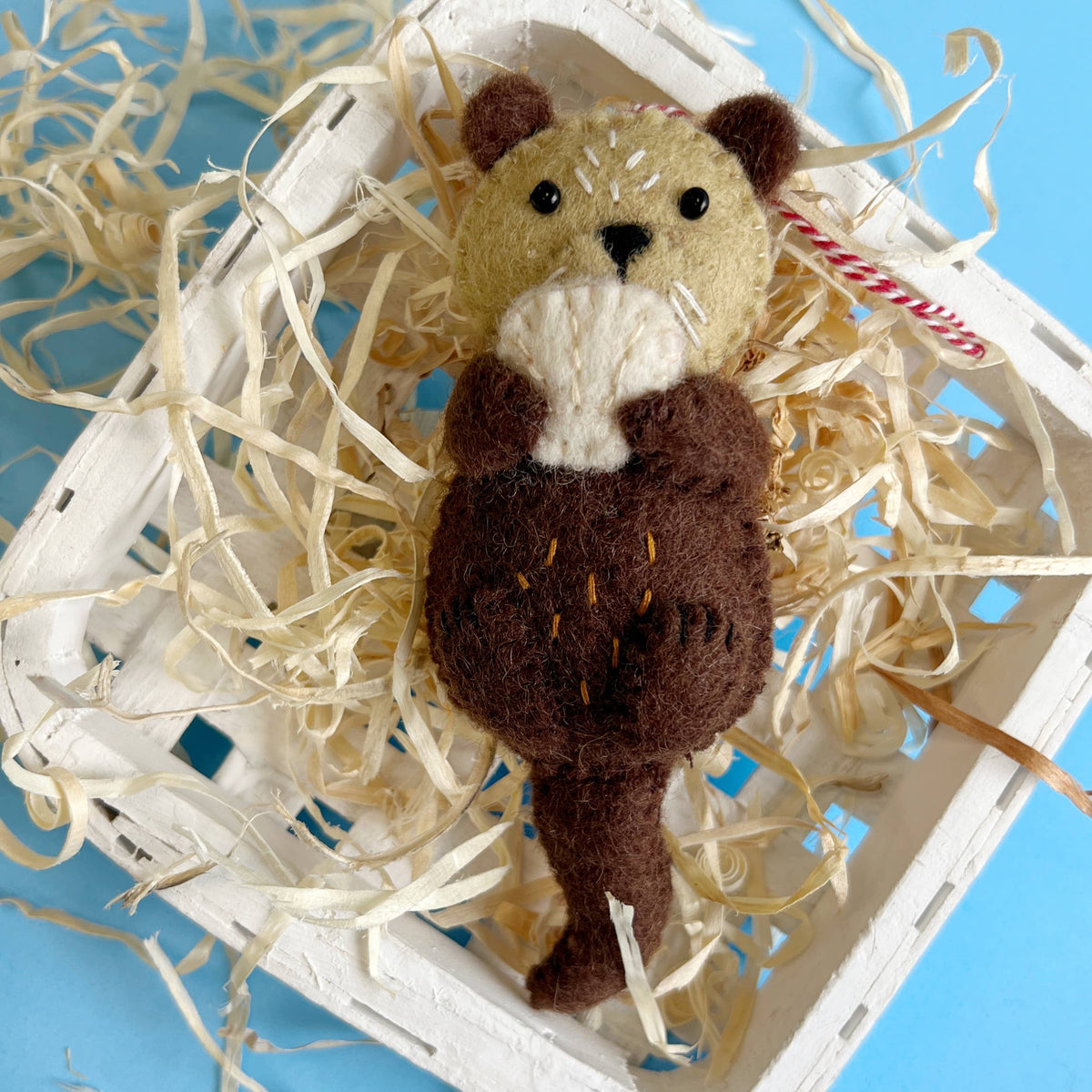 Otter Felt Wool Christmas Ornament 