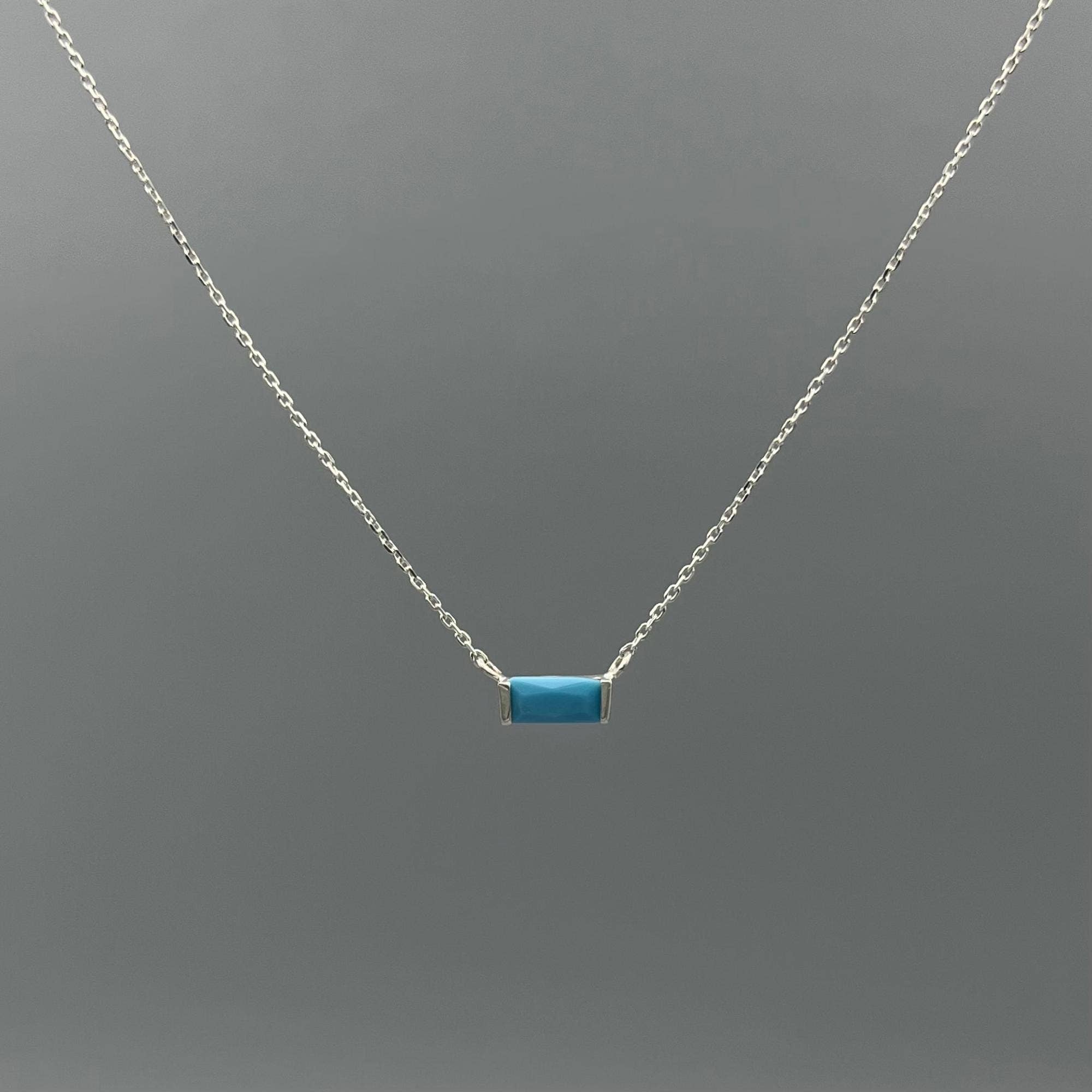 Baguette Birthstone Necklaces in Silver