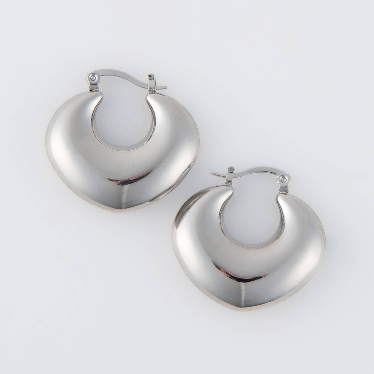 Narelle Waterproof Round Geo Hoop Earrings: Silver