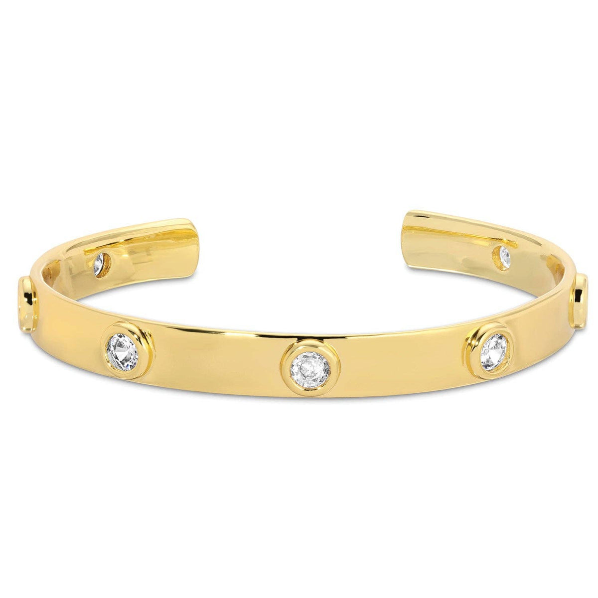Cubic Zirconia Cuff Bracelet: Gold