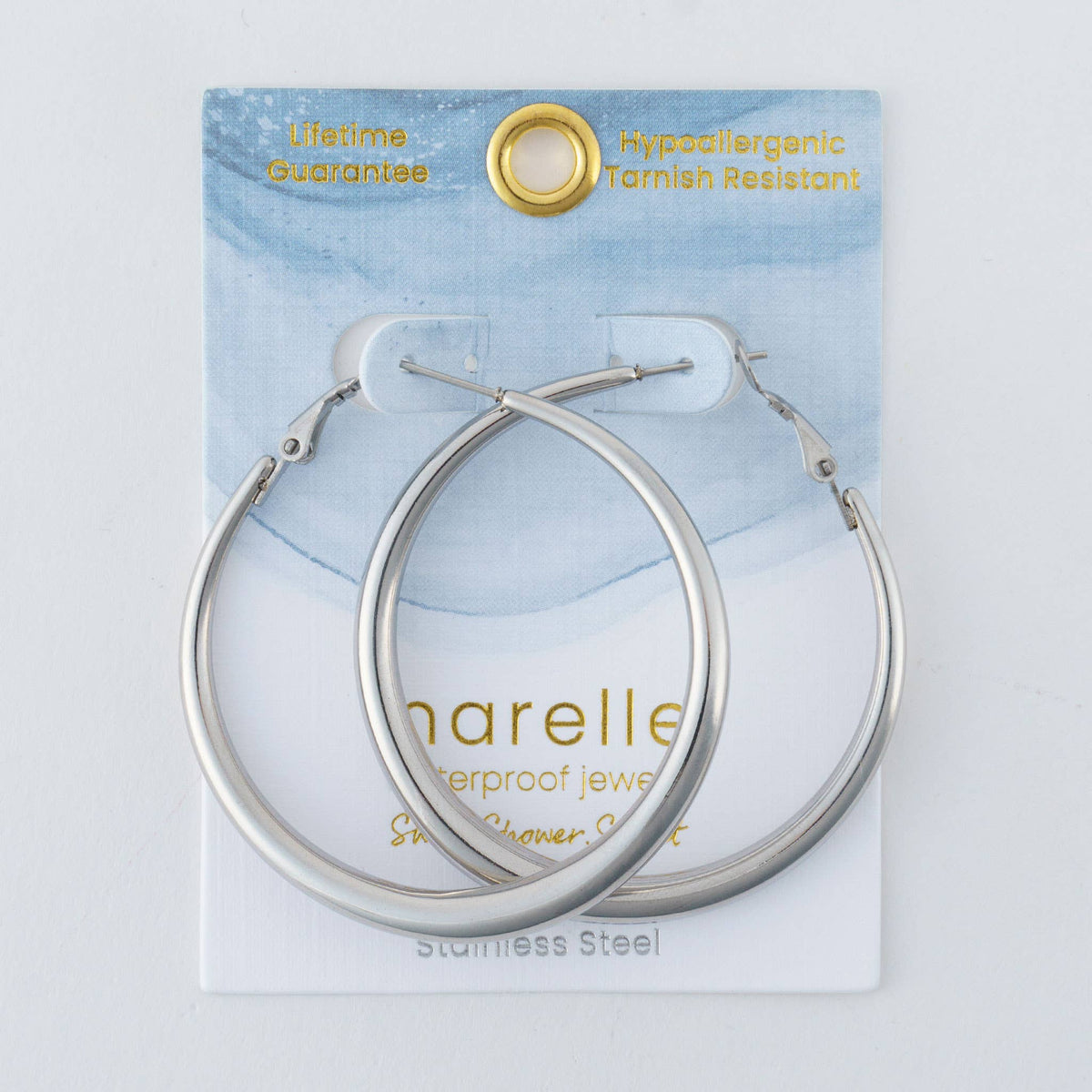Waterproof Earrings Narelle Chunky Hoops in 18K Gold + Steel: Yellow Gold