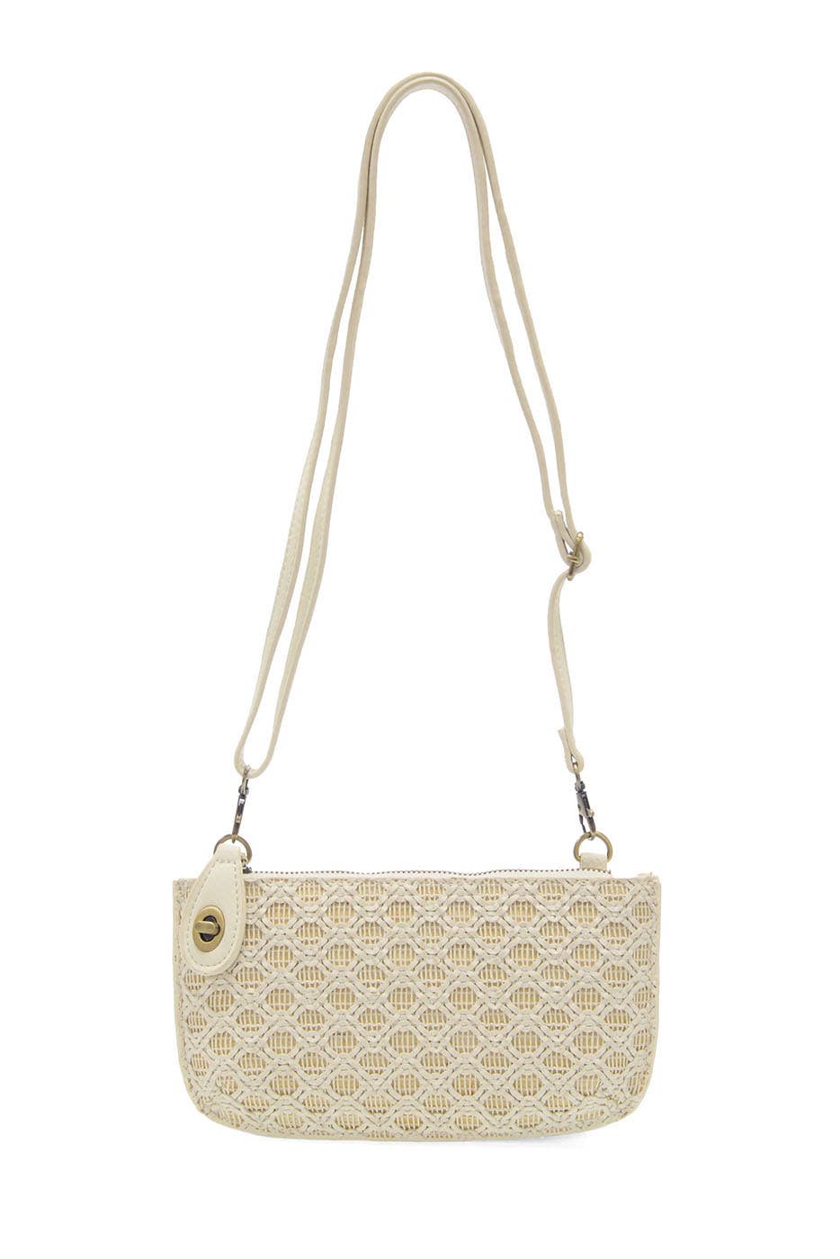 Lattice Woven Mini Crossbody Wristlet Clutch
