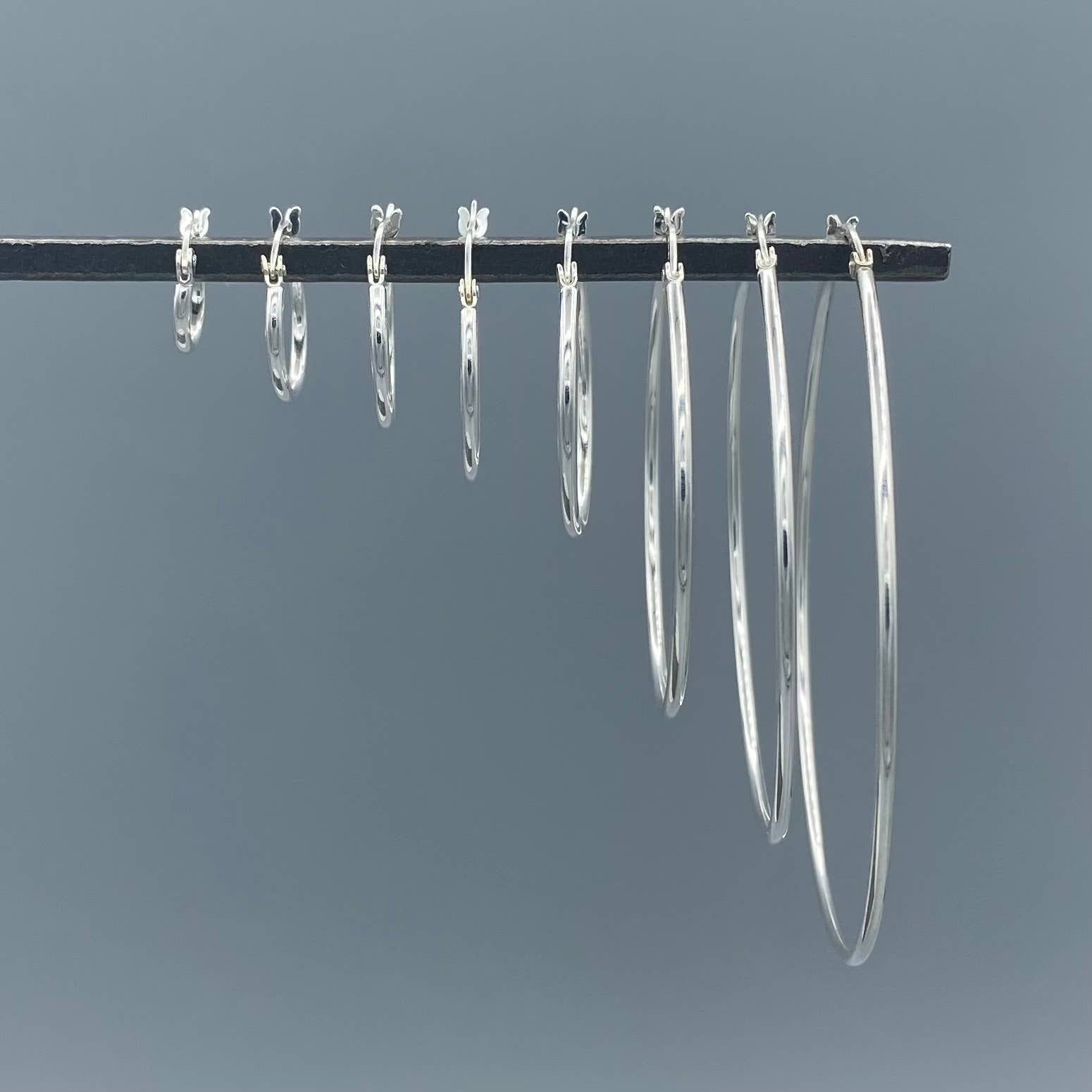 1.5mm Sterling Silver French Lock Tube Hoops