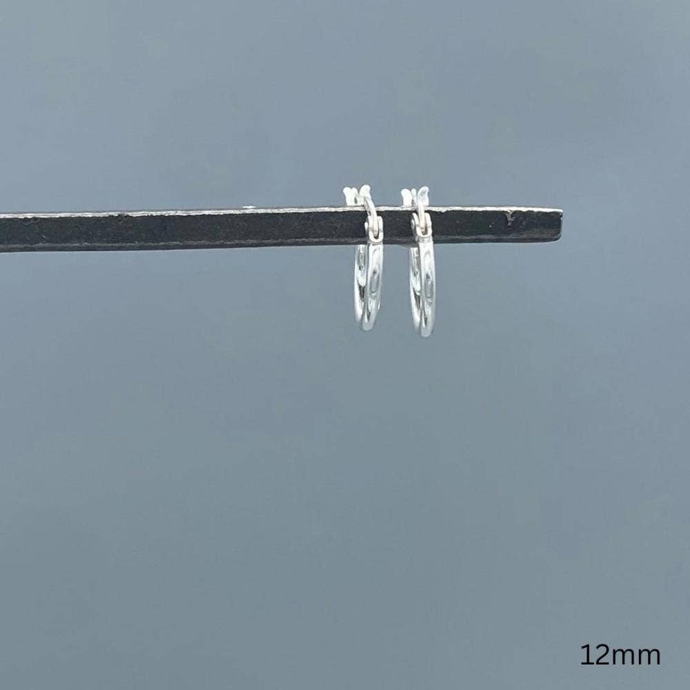 1.5mm Sterling Silver French Lock Tube Hoops