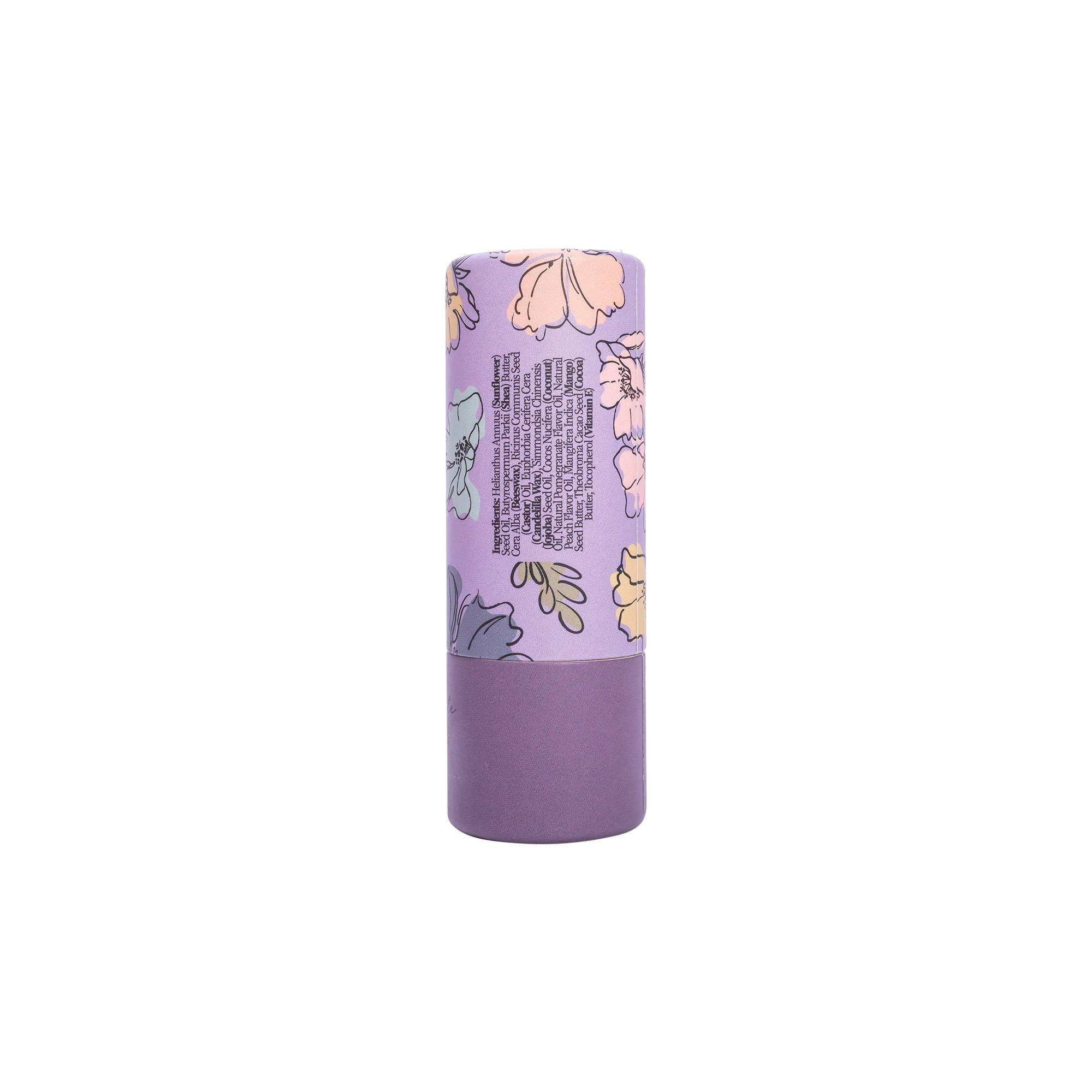 Floral-patterned cylindrical product on a white background