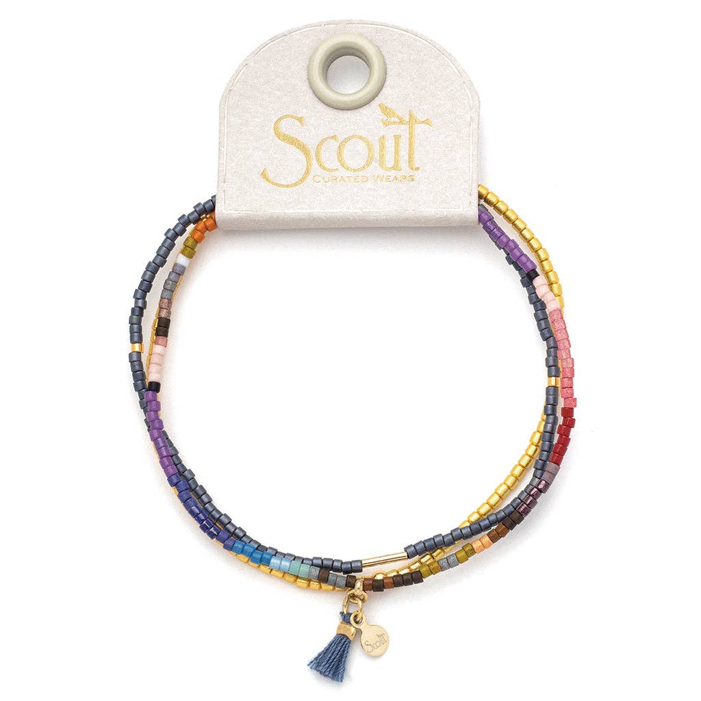 Tonal Chromacolor Miyuki Bracelet Trio - Dark Multi/Gold