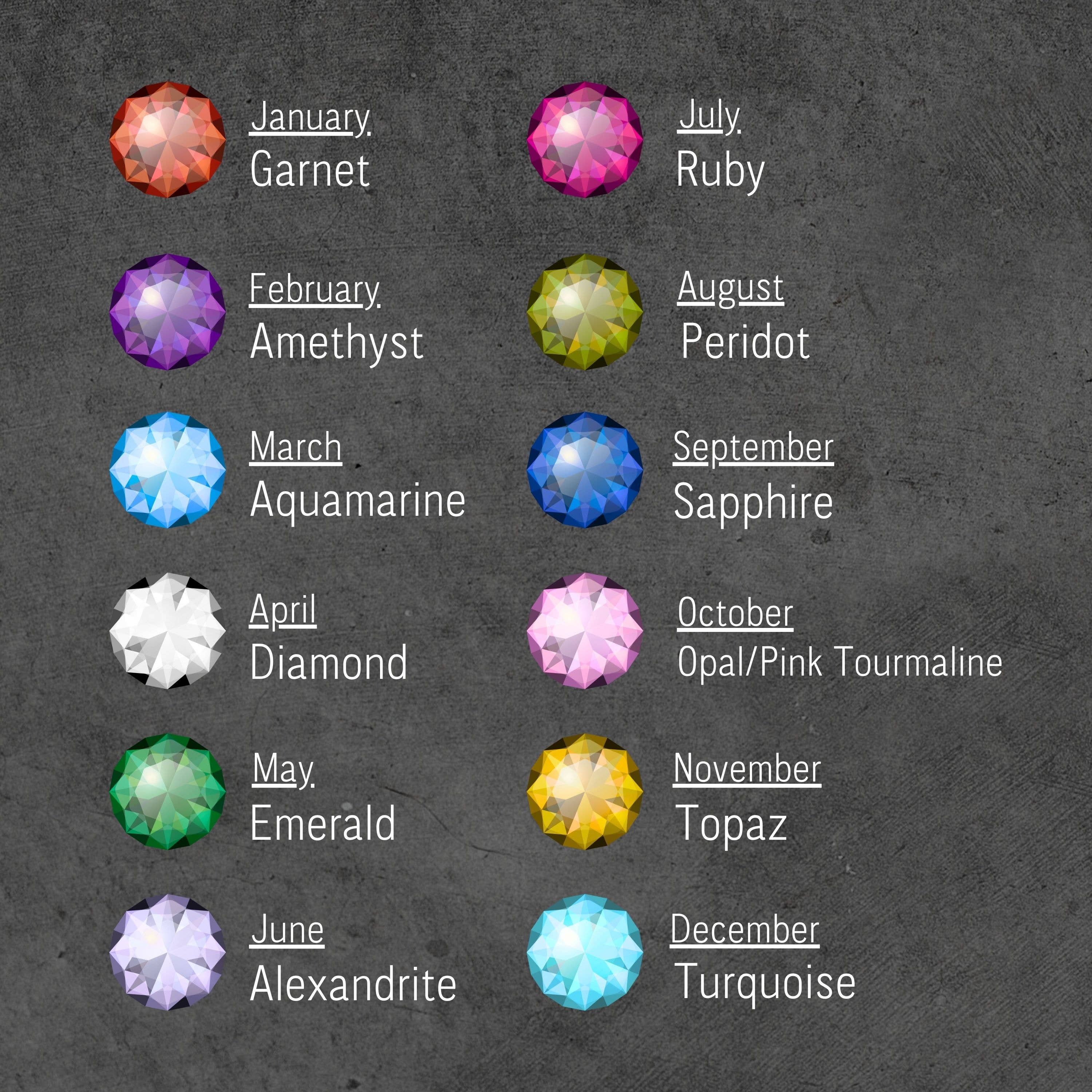 Birthstone Baguette Silver Studs