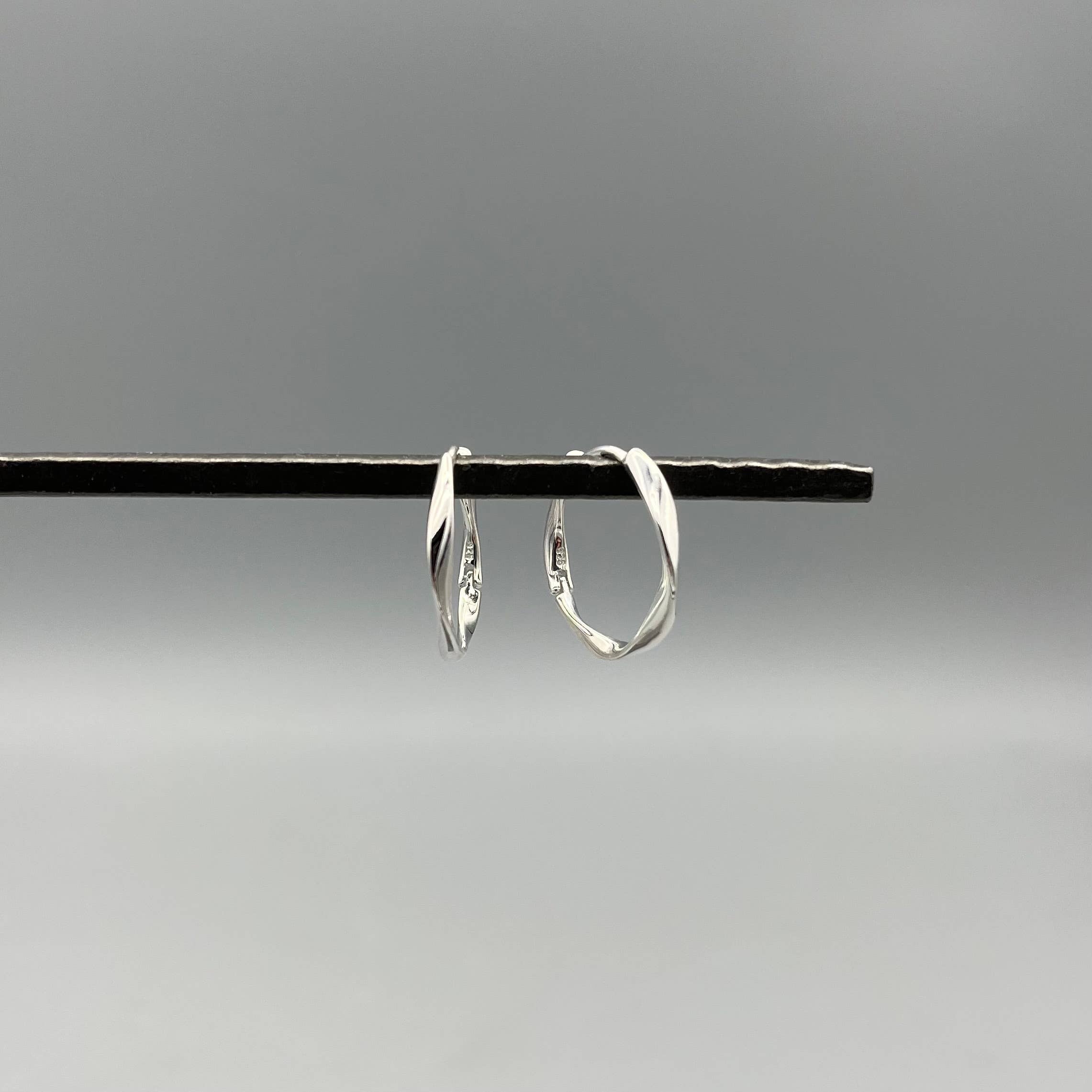 Silver Wavy Hinge Hoops