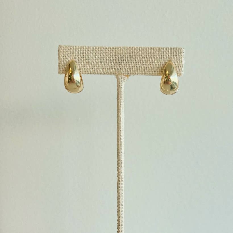 Lizzie Teardrop Huggie Hoops Earrings Gold Filled