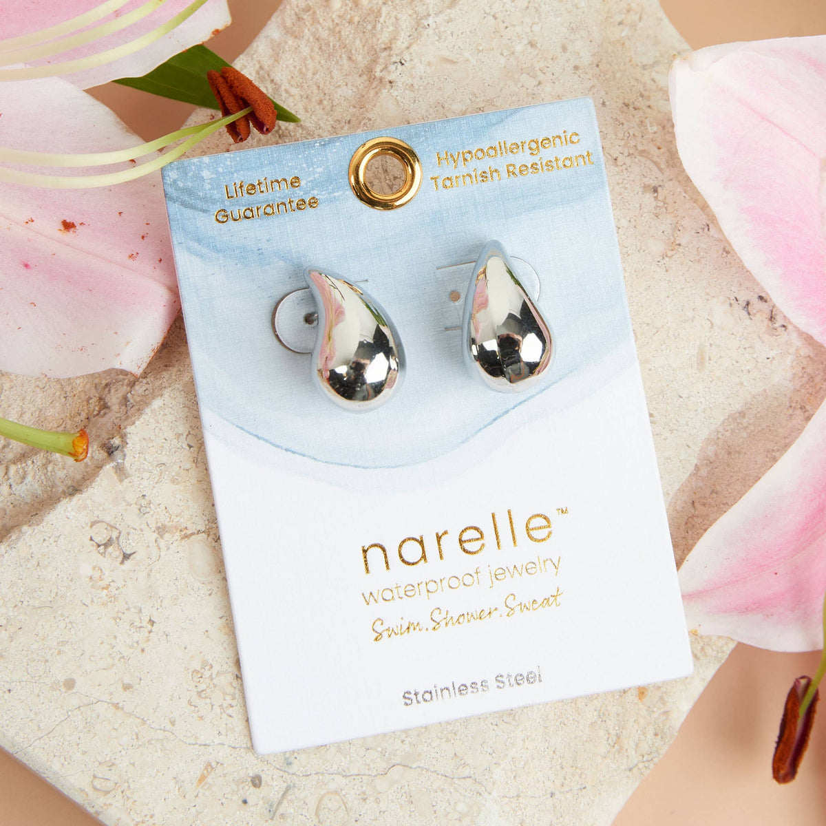 Waterproof Earrings Narelle Tear Drop Classic Jewelry: Yellow Gold