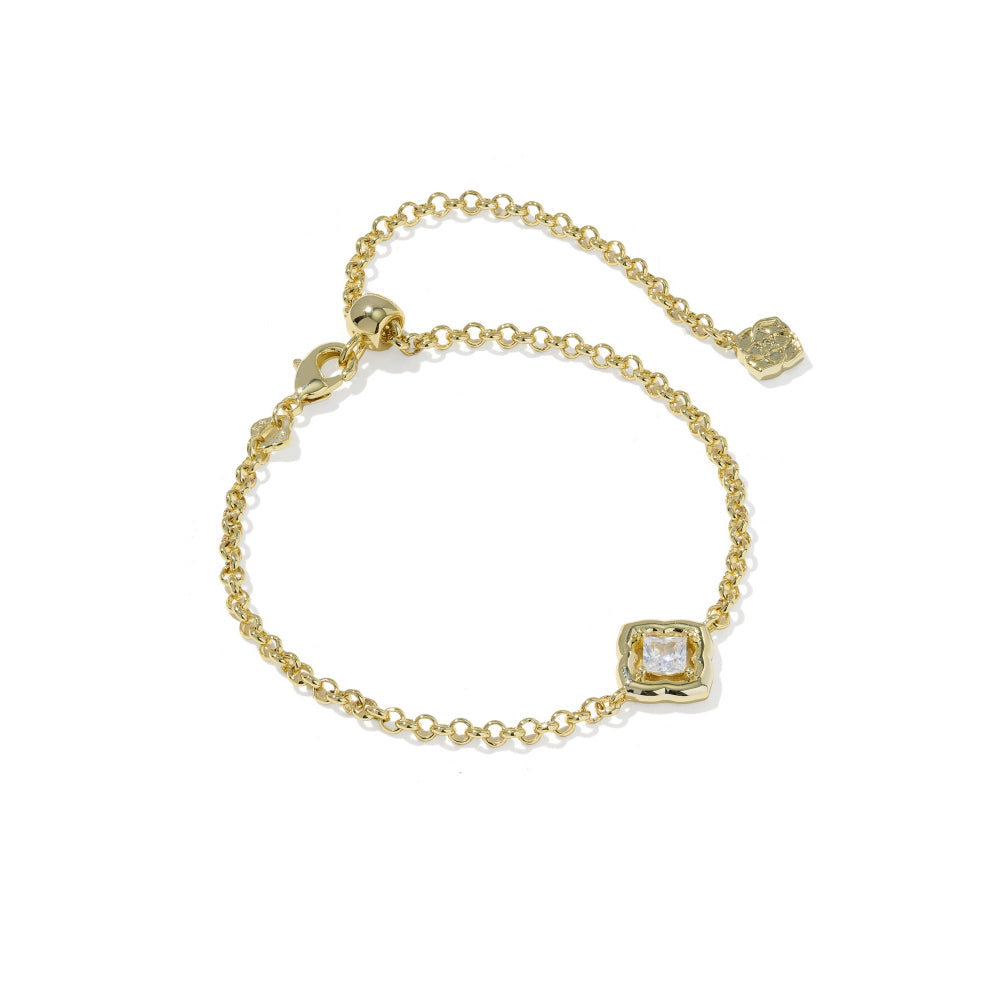 Mallory Crystal Delicate Chain Bracelet - Gold Metal White Cz (Copy)
