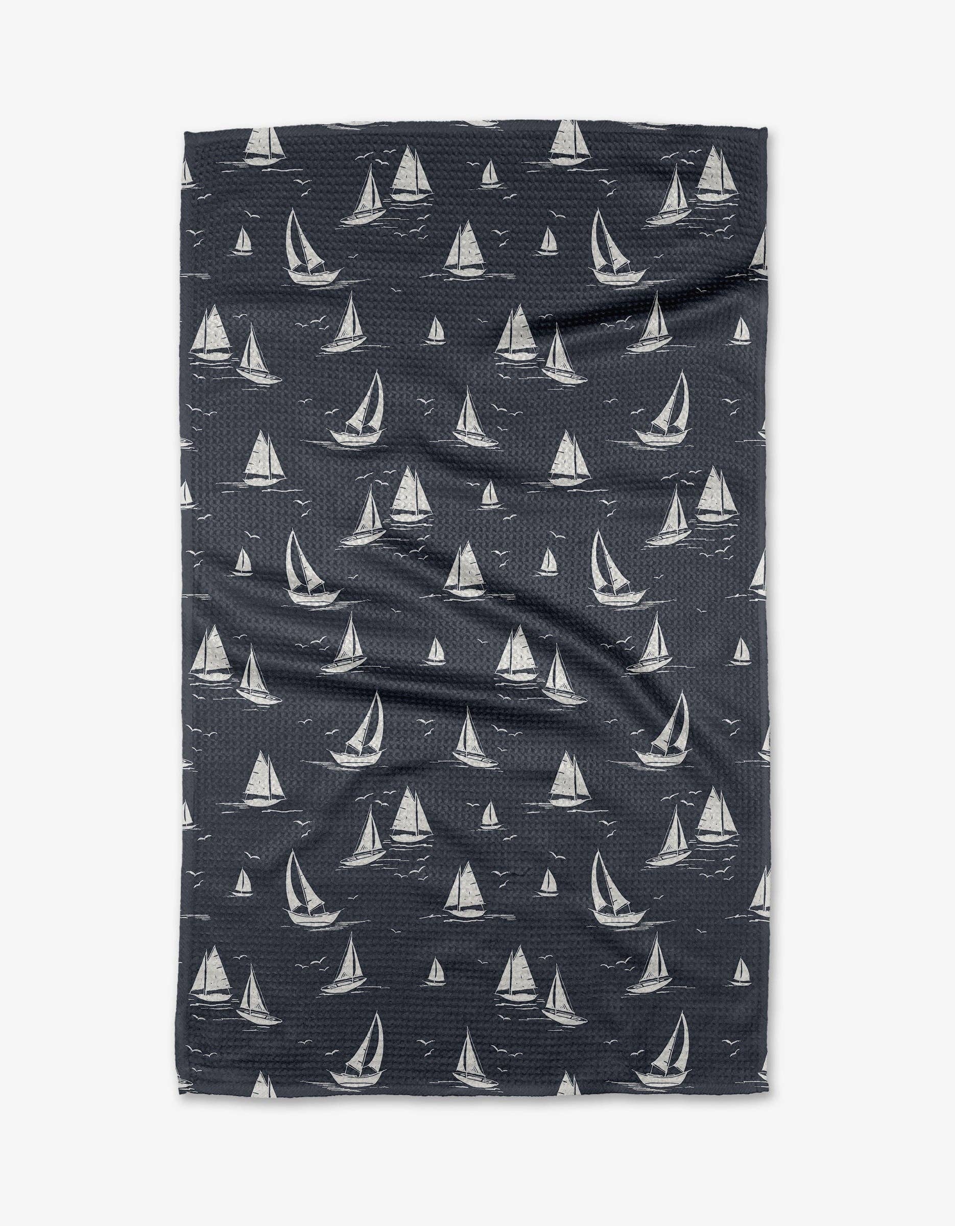 Geometry Navy Race Day Tea Towel