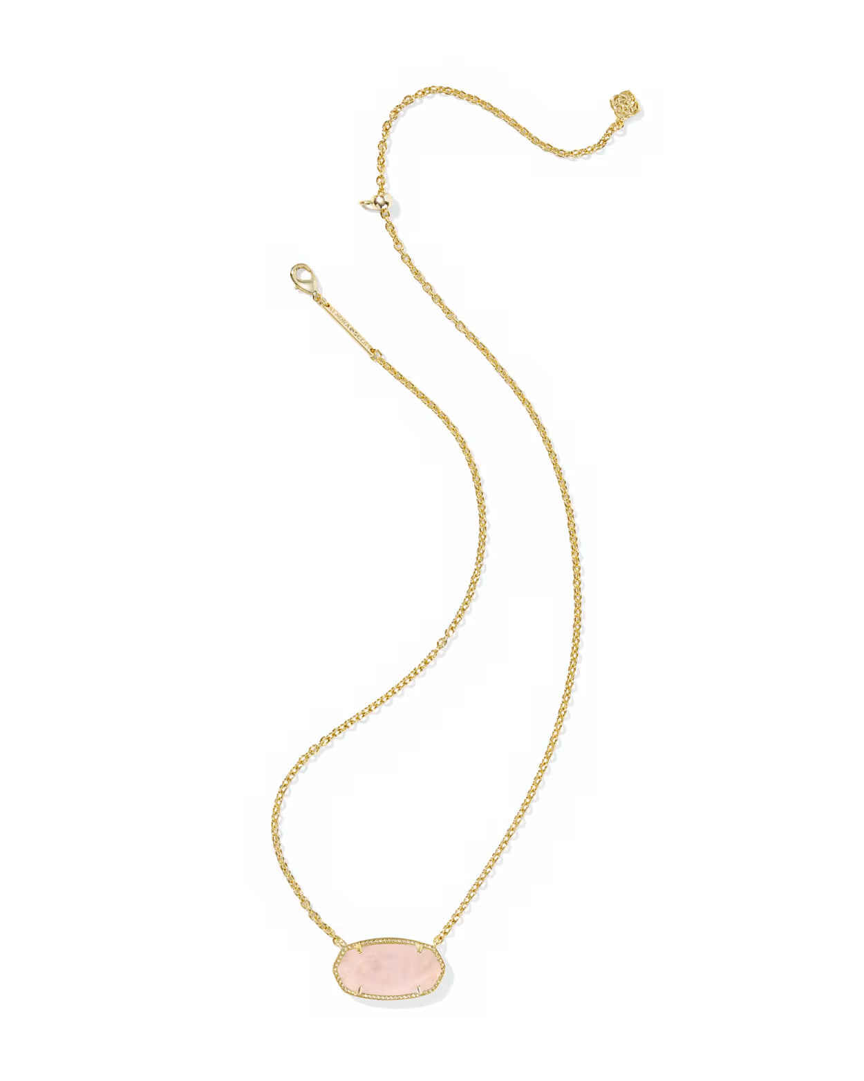 Elisa Statement Short Pendant Necklace Gold Rose Quartz