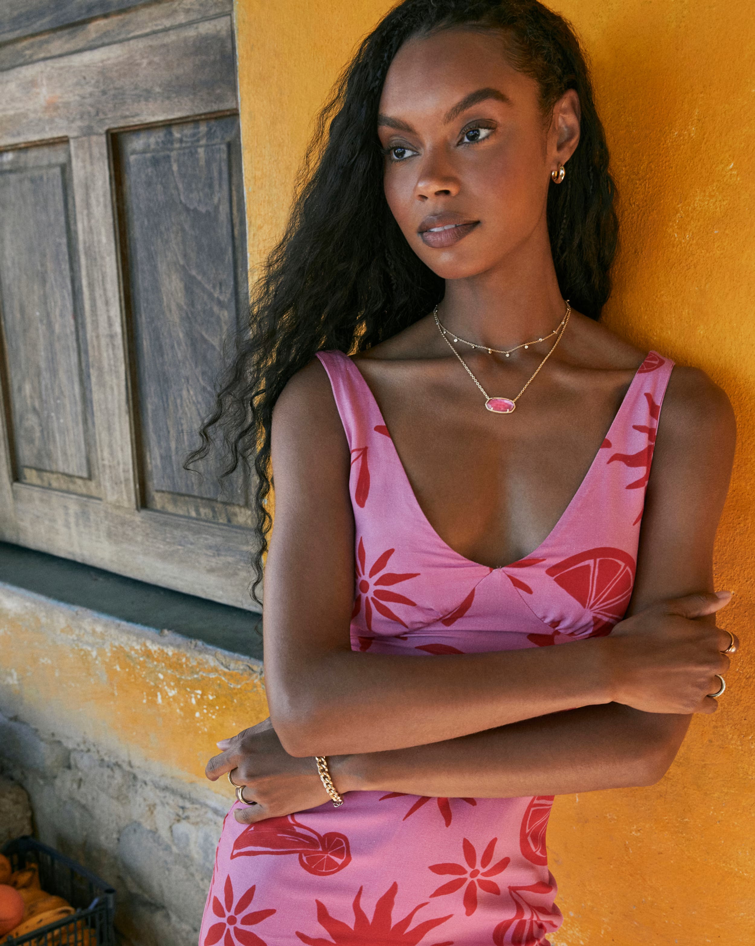 Elisa Statement Short Pendant Necklace Gold Azalea Illusion