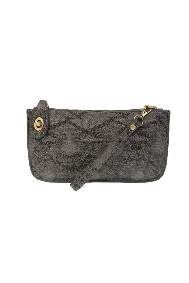Grey Python Crossbody Wristlet Clutch