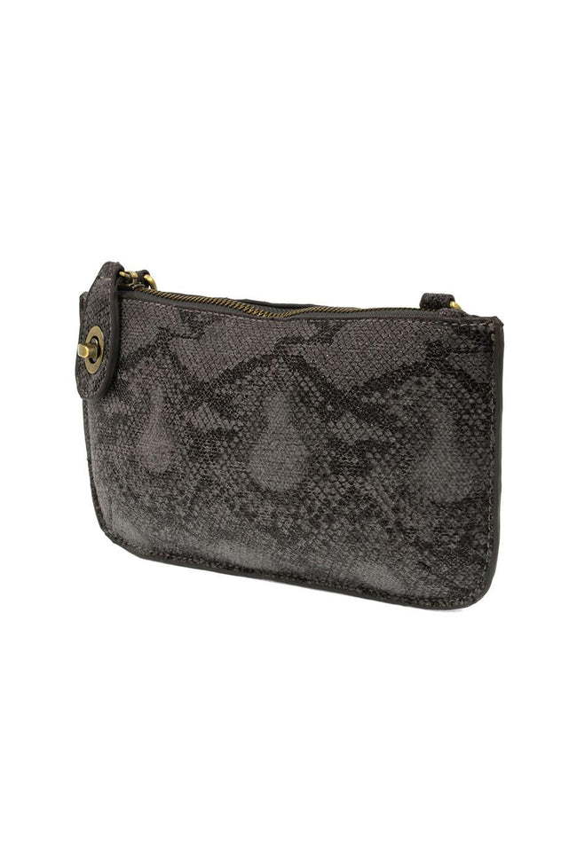 Grey Python Crossbody Wristlet Clutch