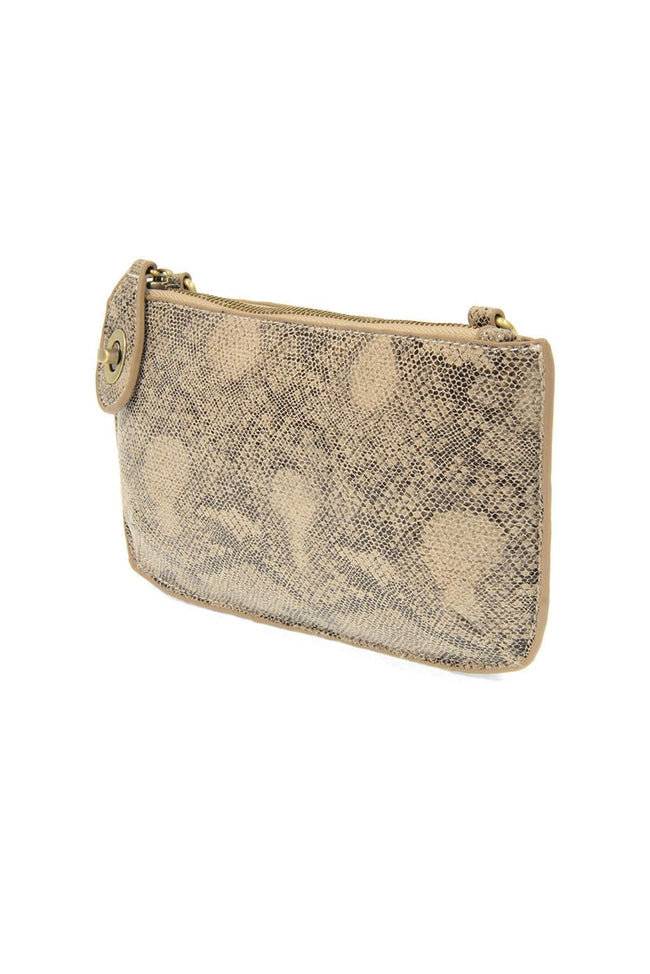 natural python mini crossbody wristlet clutch
