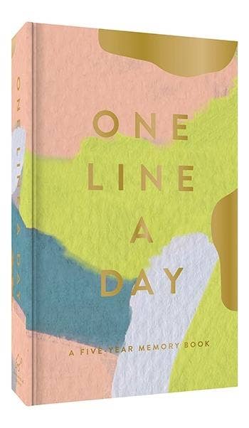 Book titled 'One Line A Day' with colorful abstract design on a white background