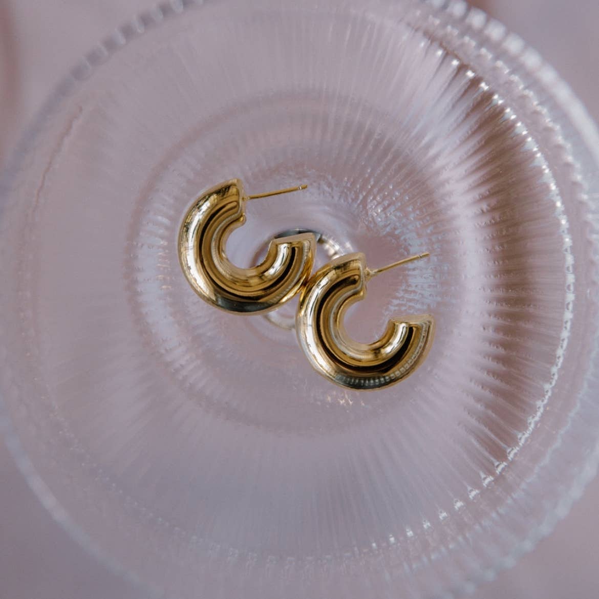 Ellie Chunky Tube Hoops Earrings Gold Filled Silver: Yellow Gold