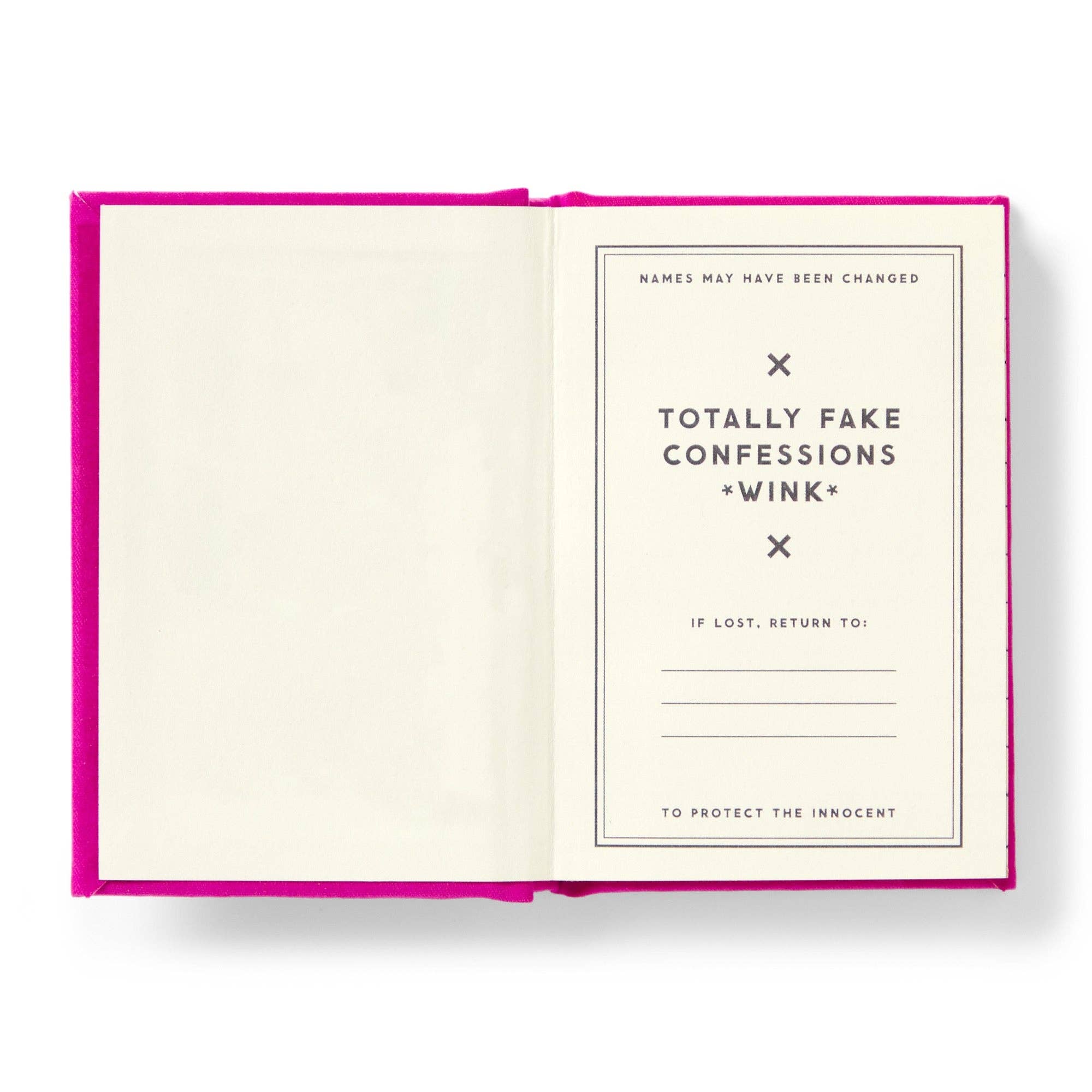 Open book with a pink cover and white pages displaying text.