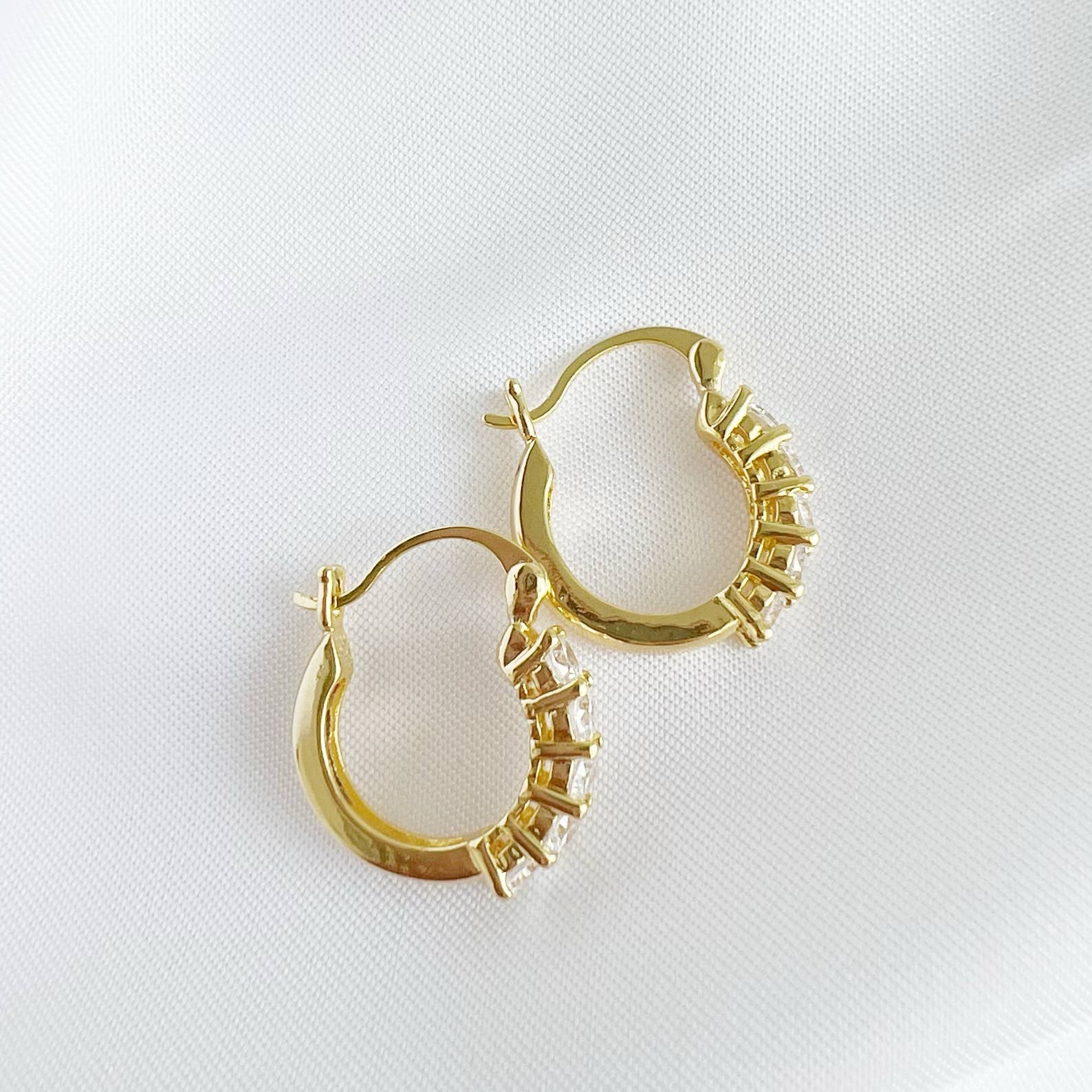 Stella CZ Hoops Earrings Gold Filled