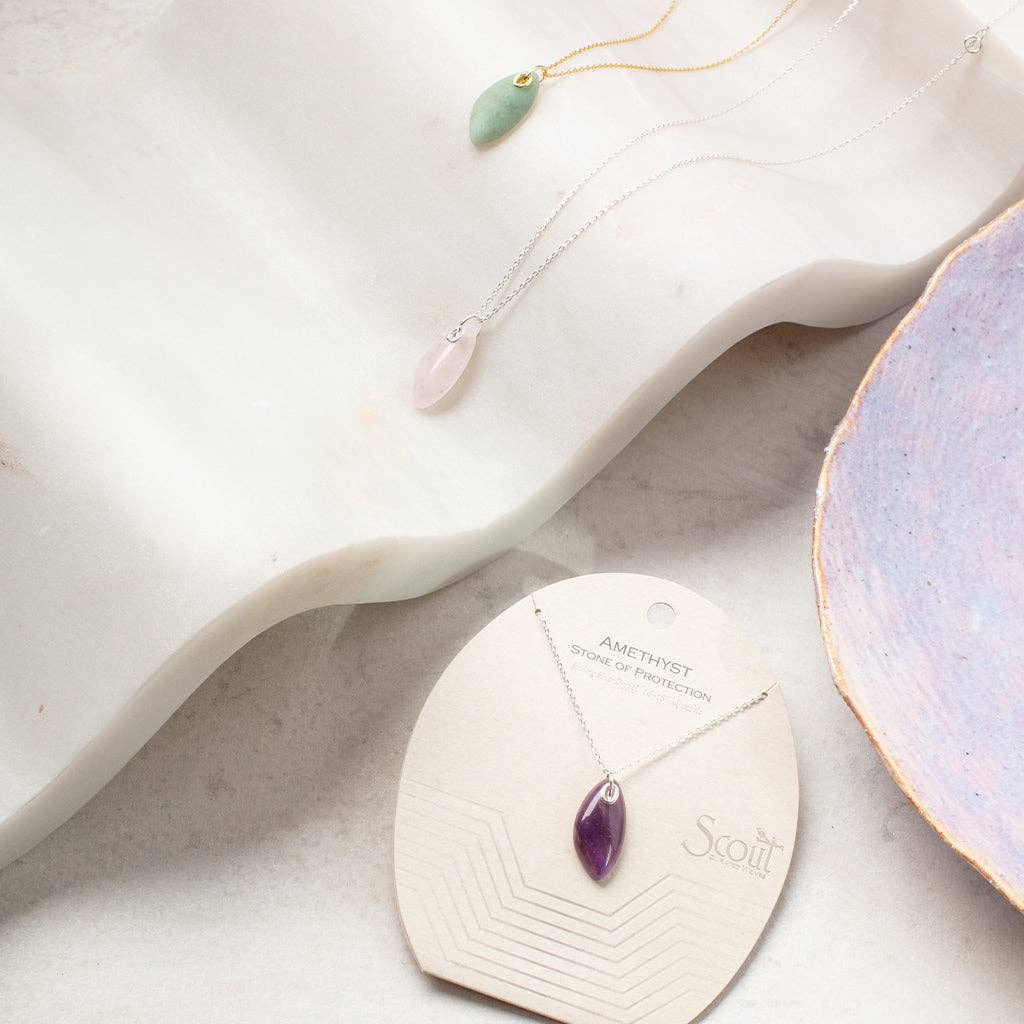 Organic Stone Necklace Amazonite/Gold - Stone of Courage